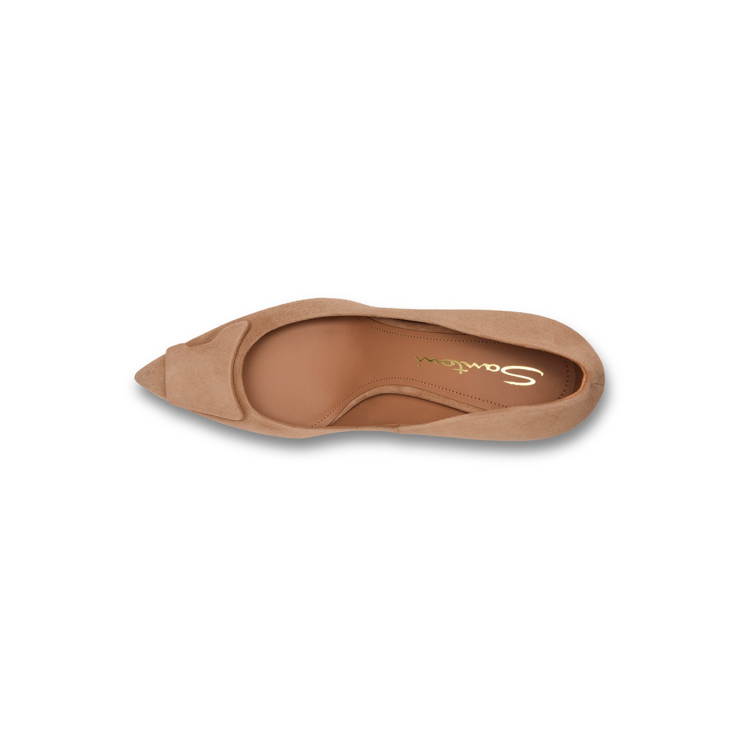 Women's beige suede high-heel Santoni Sibille pump - 5