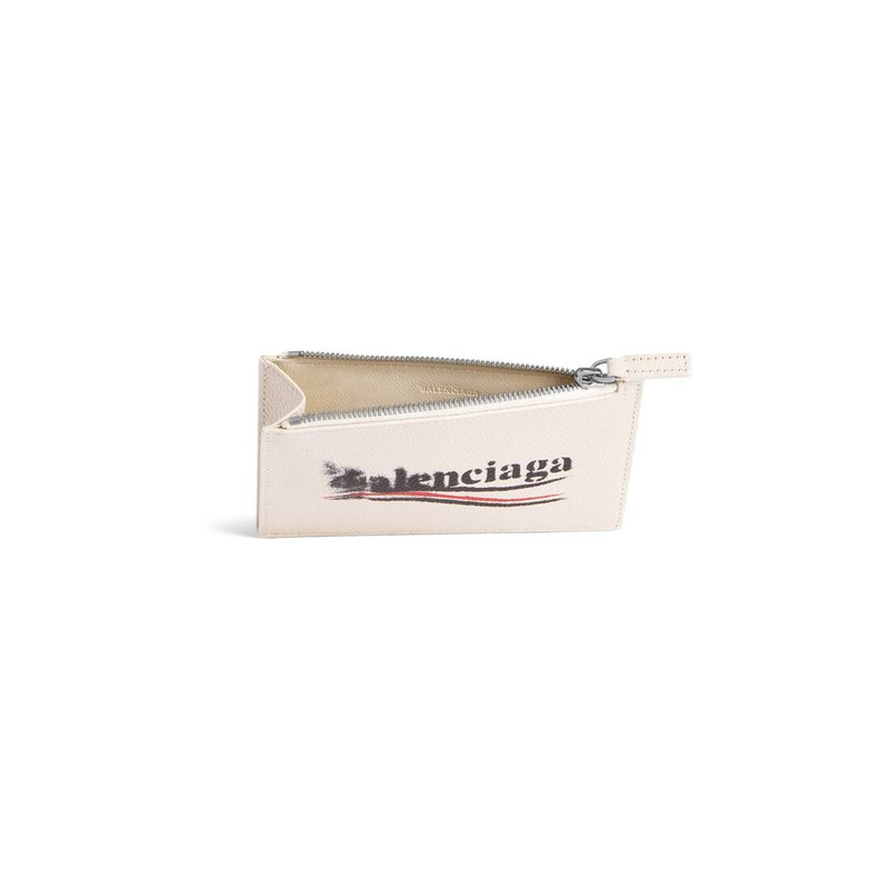 BALENCIAGA Men's Cash Large Long Coin And Card Holder in Light Beige outlook