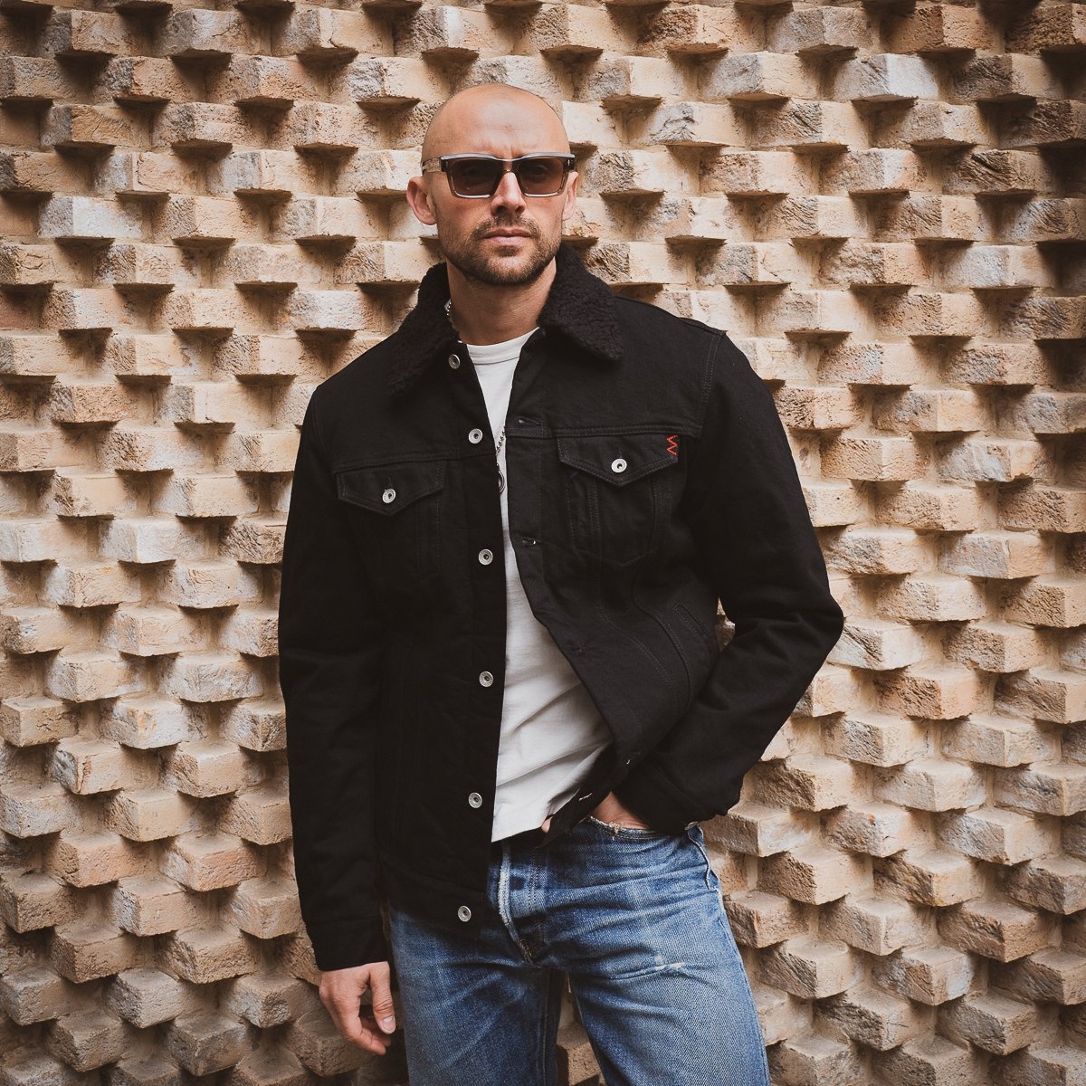 IHJ-116-BLK 14oz Selvedge Denim Fleece Lined Modified Type III Jacket - Black - 2
