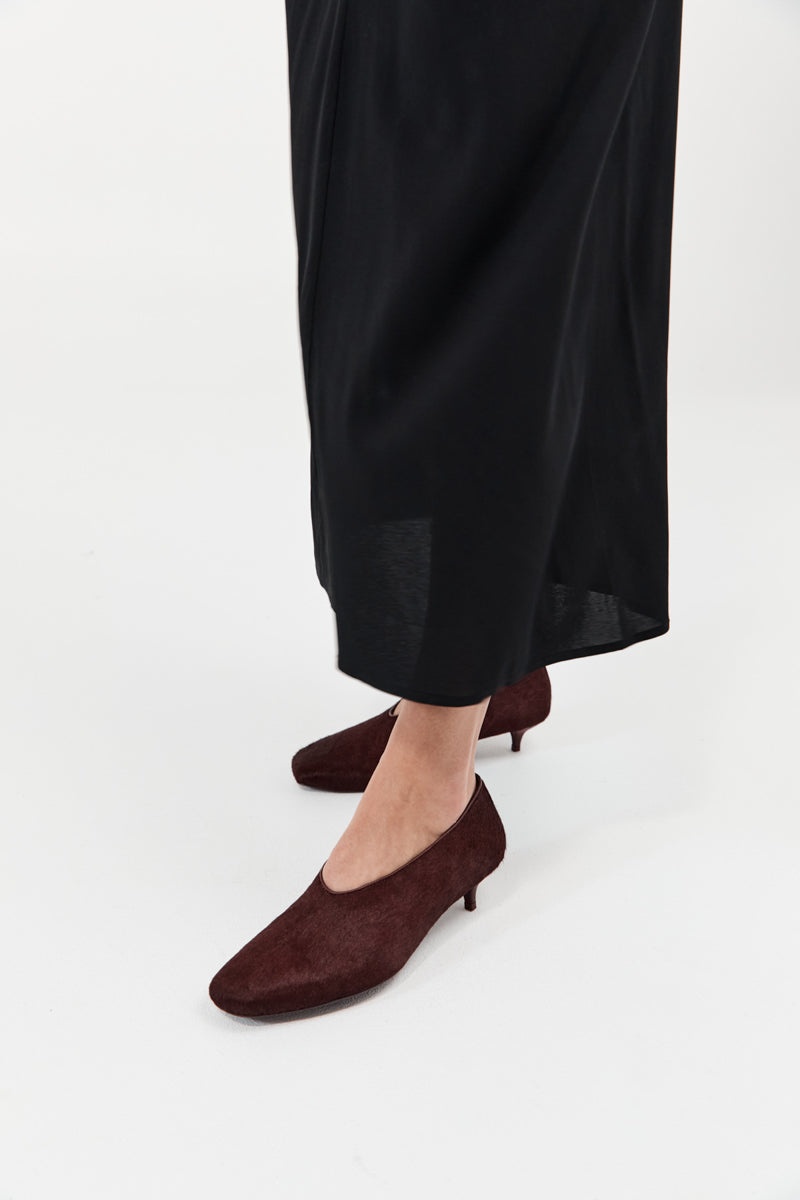 Pony Hair Glove Heel - Plum - 5