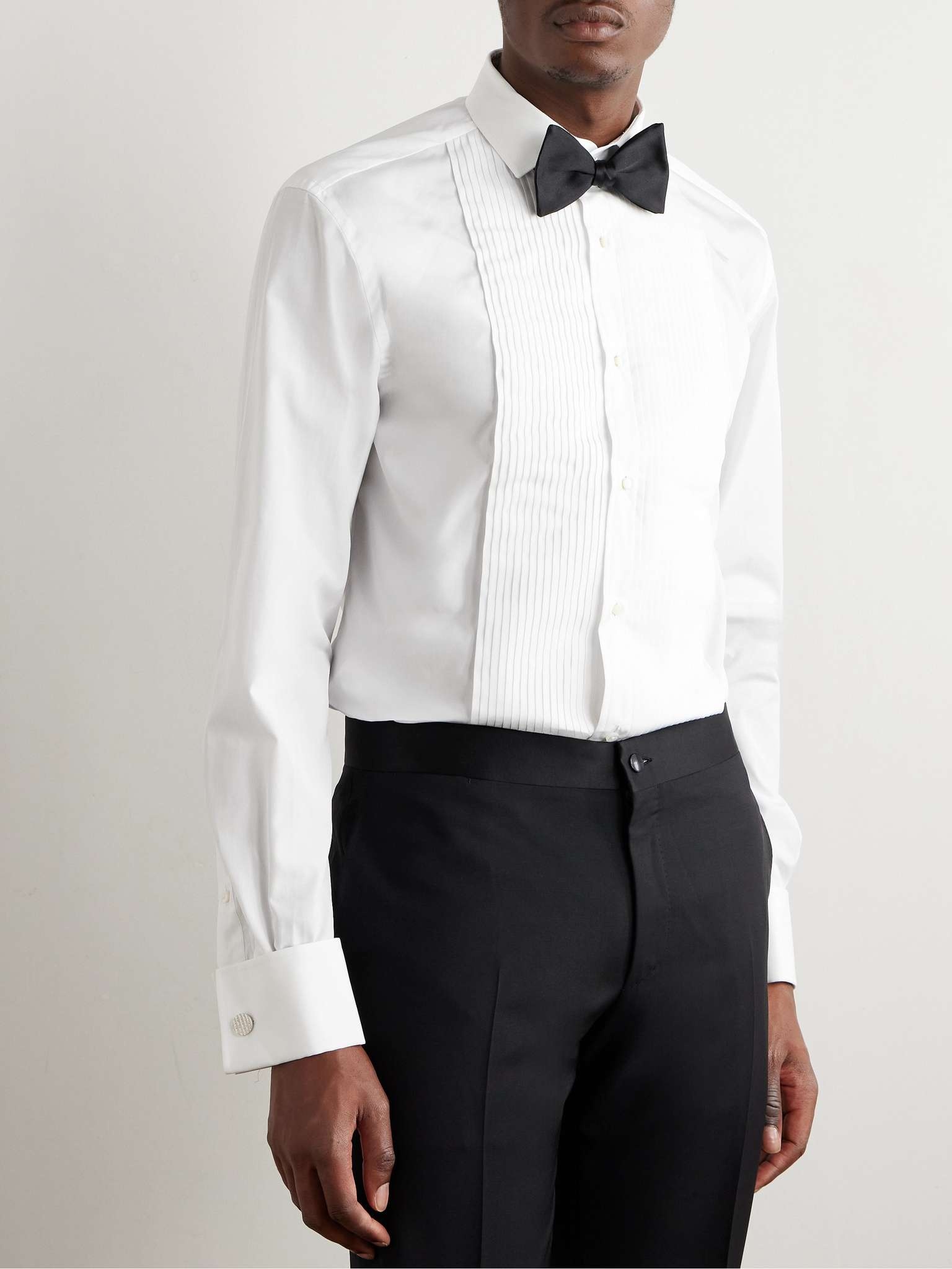 Double-Cuff Bib-Front Cotton-Poplin Shirt - 1