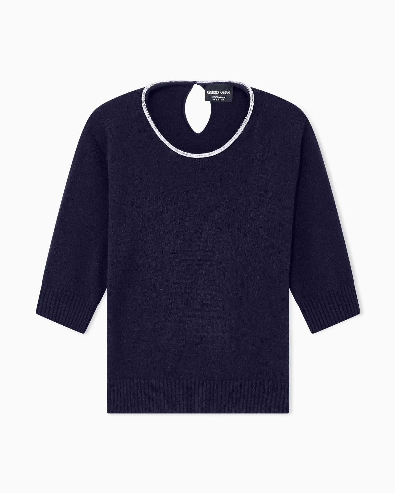 SWEATER SWEATERS CASHMERE MICROCRYSTALS TRIM SHORT-SLEEVE - 1