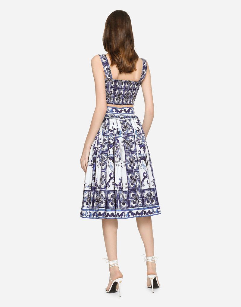 Poplin midi skirt with majolica print 3