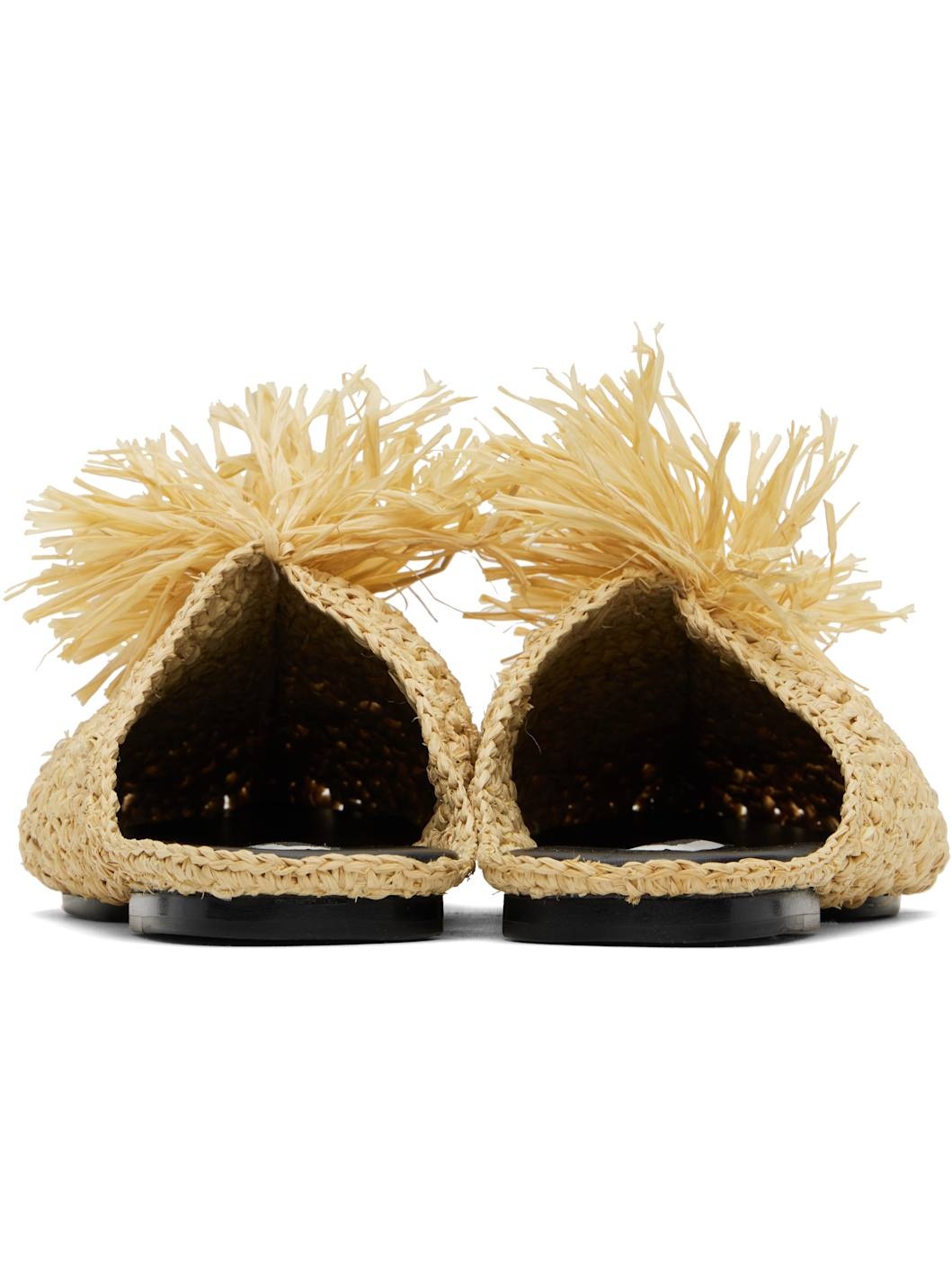 Beige Raffia Slippers - 2