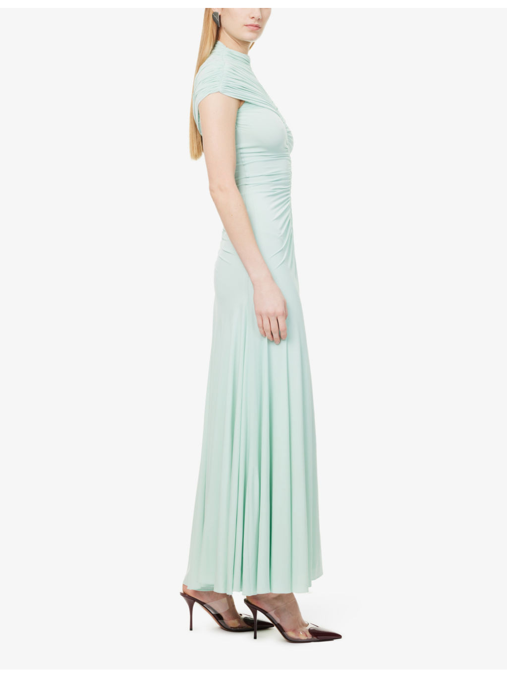 Flared Ruched Stretch-Woven Maxi Dress - 3