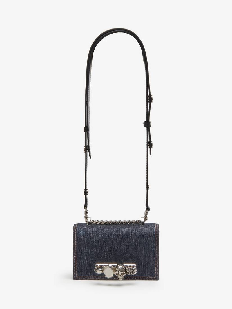Women's The Biker Mini Jewelled Satchel in Denim 5