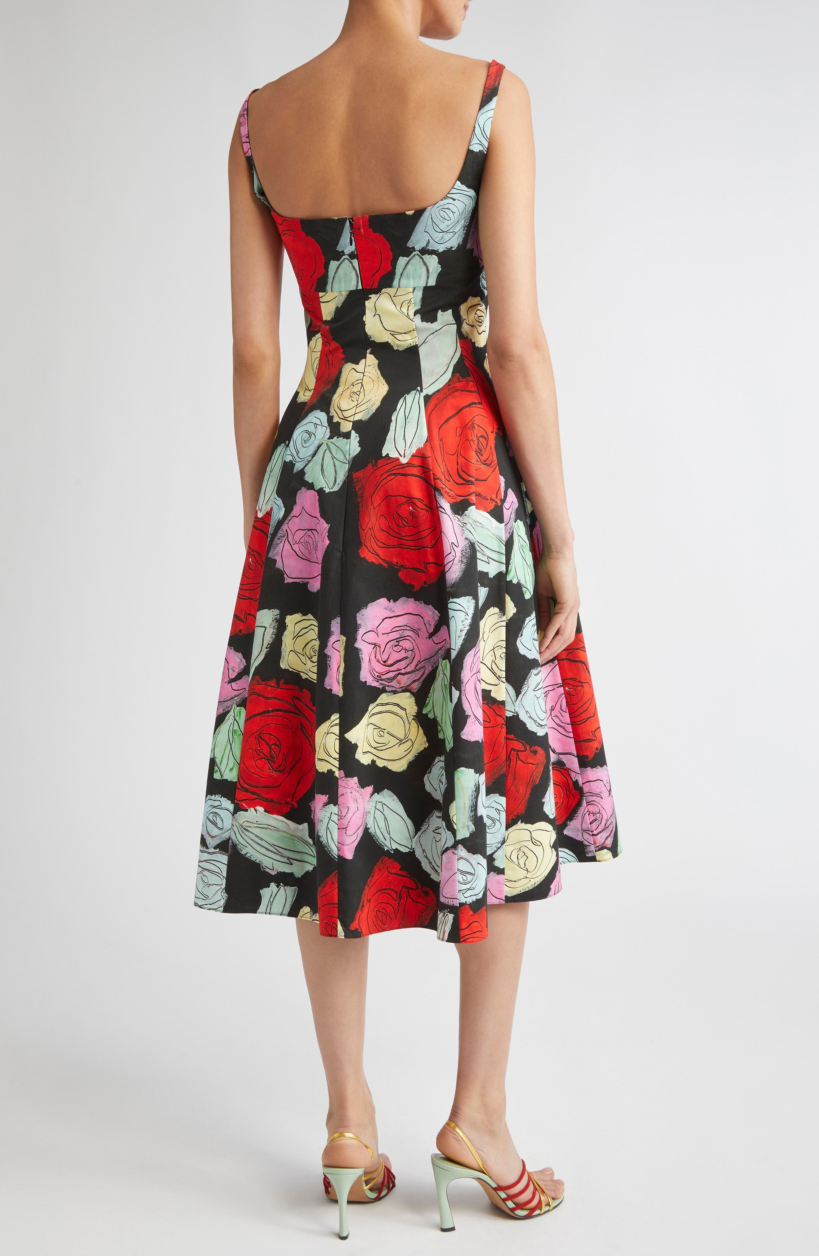 Marni Fantasy Floral Pleated Fit & Flare Midi Dress in Black at Nordstrom - 3