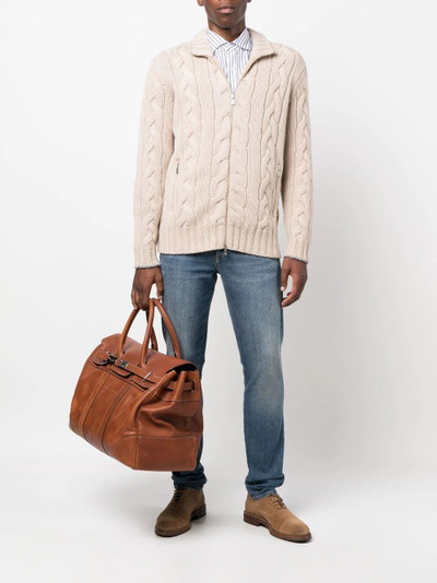 Brunello Cucinelli cable-knit cashmere zip-up jumper outlook