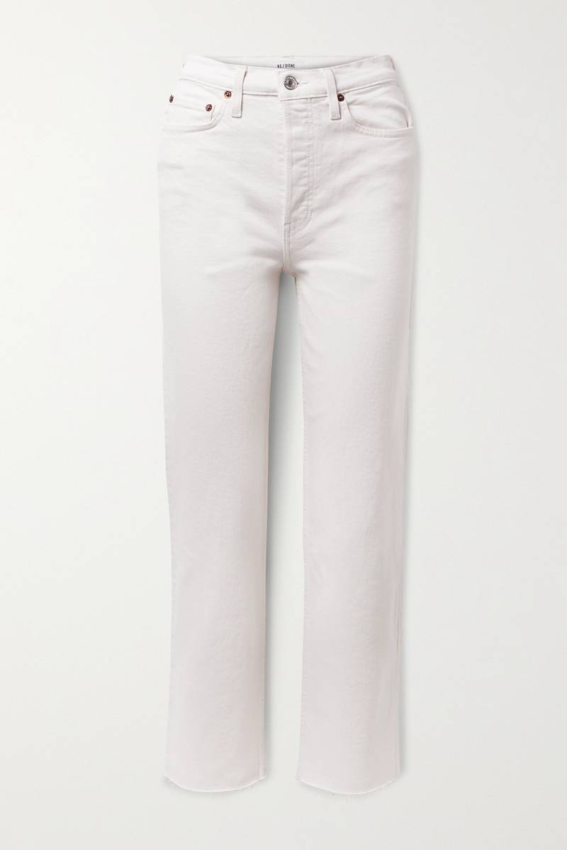 70s Stove Pipe cropped distressed high-rise straight-leg jeans - 1