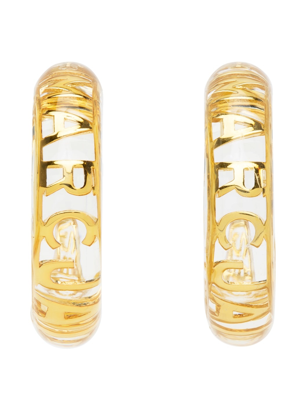 Transparent & Gold Monogram Hoop Earrings - 1