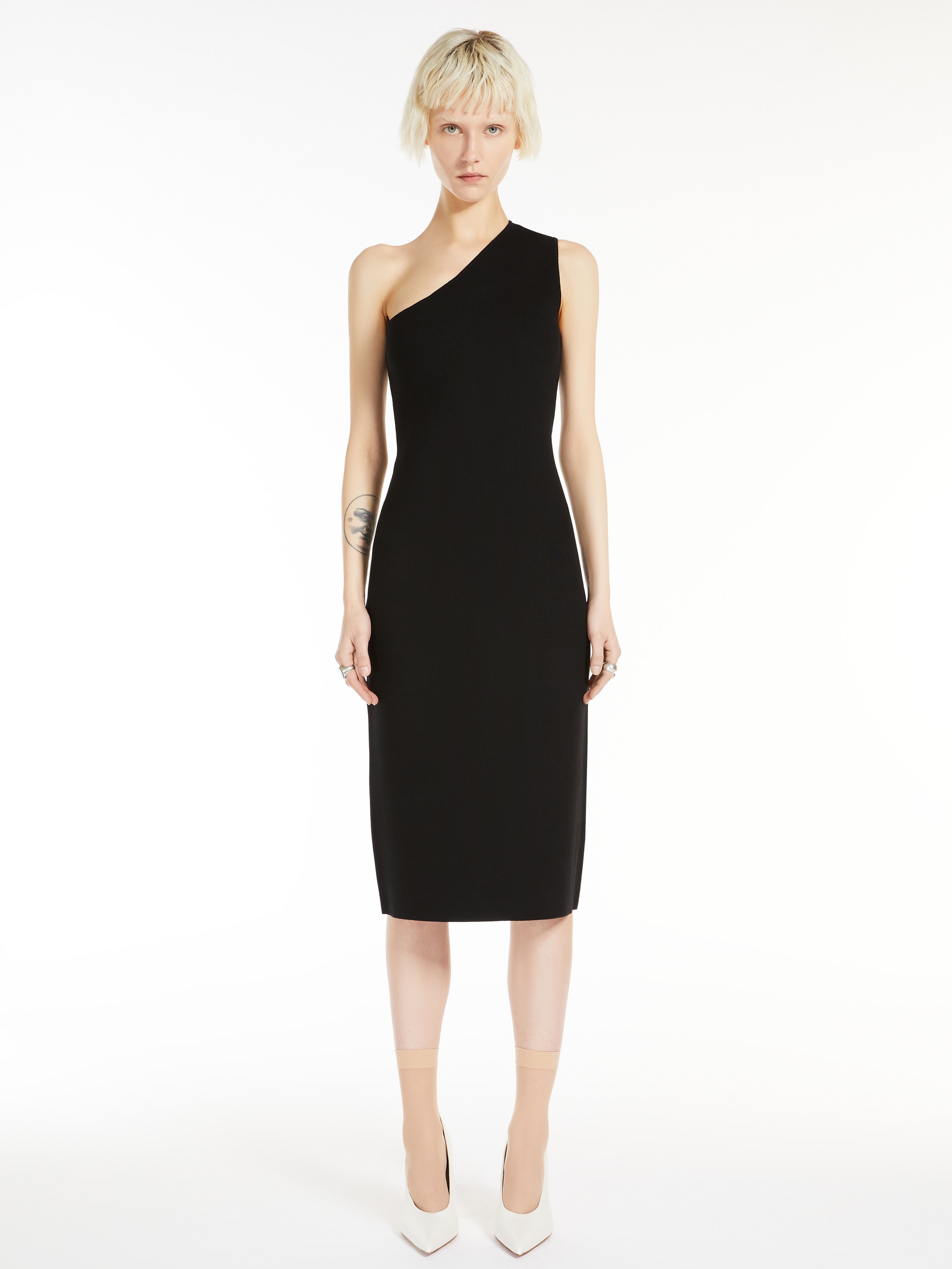 PALMA Knitted viscose one-shoulder dress - 3