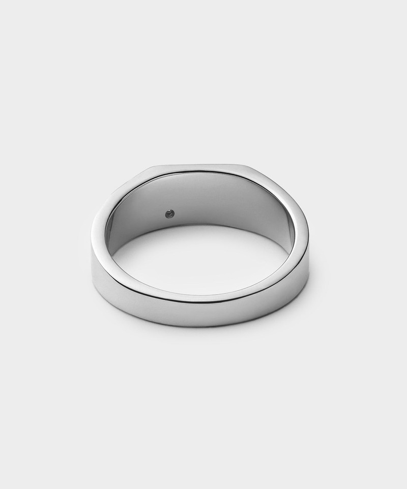 Miansai Miansai Sterling Silver Geo Signet Diamond Ring Diamond outlook