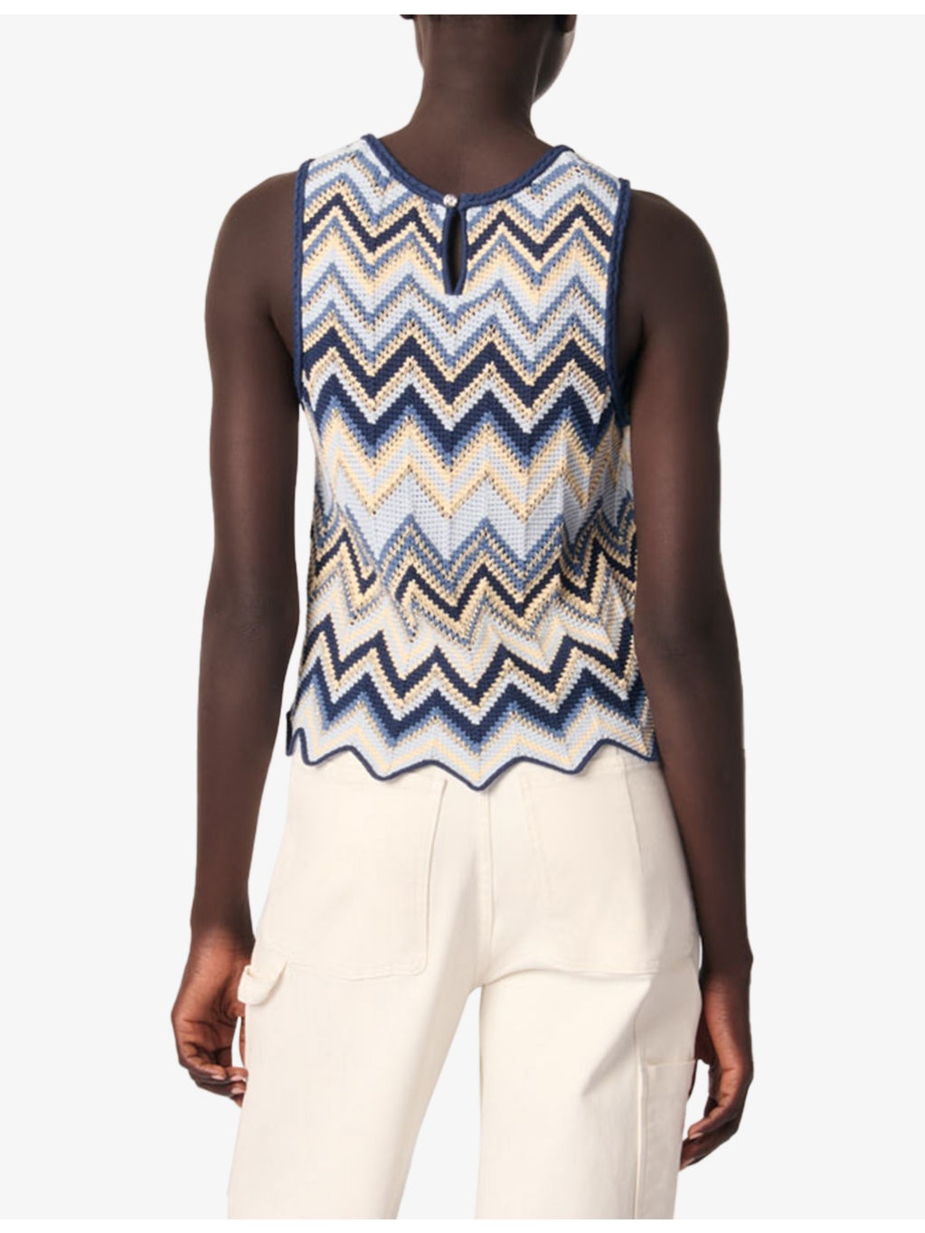 Zigzag-Pattern Sleeveless Knitted Top - 4