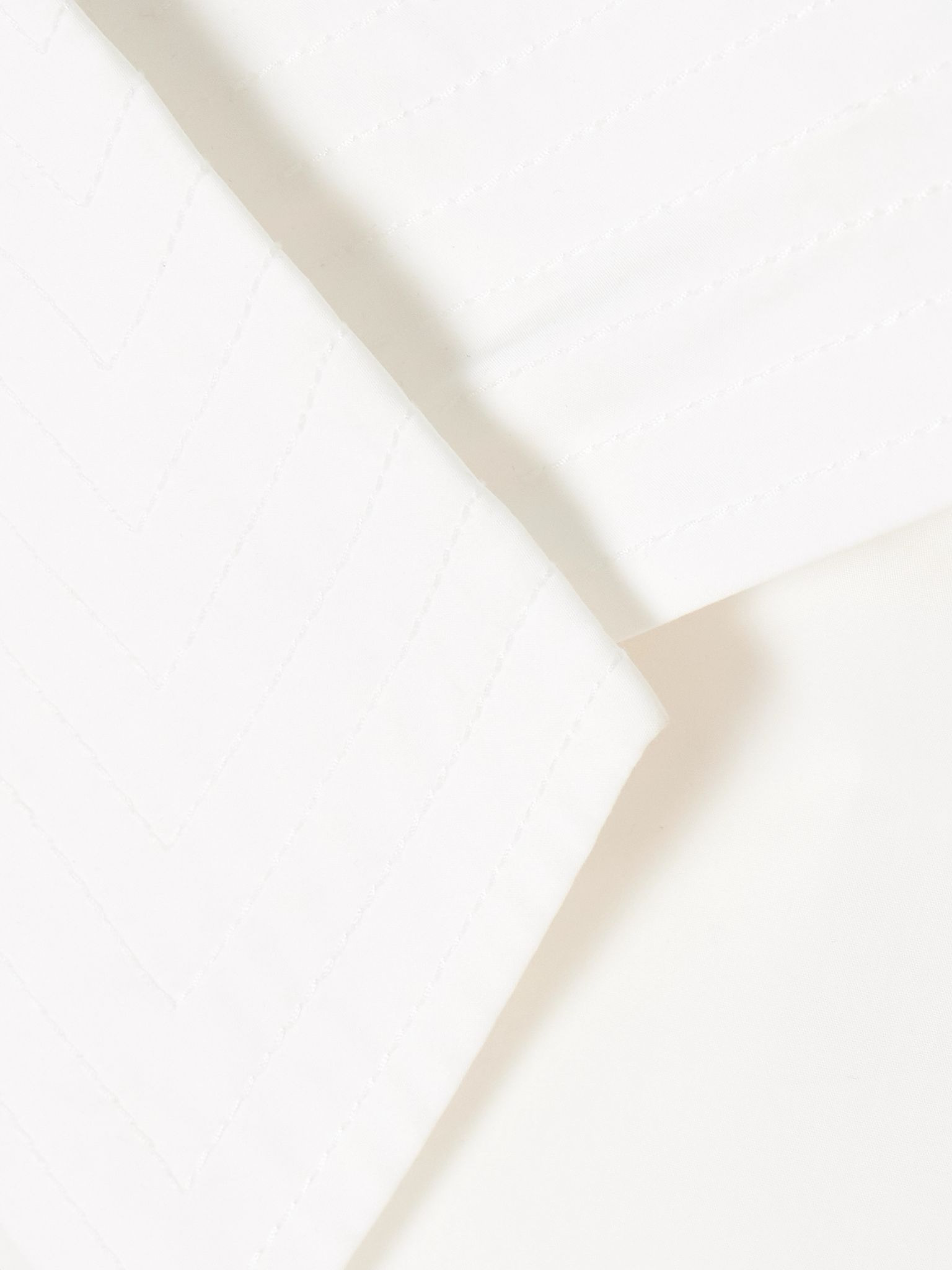 One-shoulder topstitched cotton-blend poplin and jersey bodysuit White - 5
