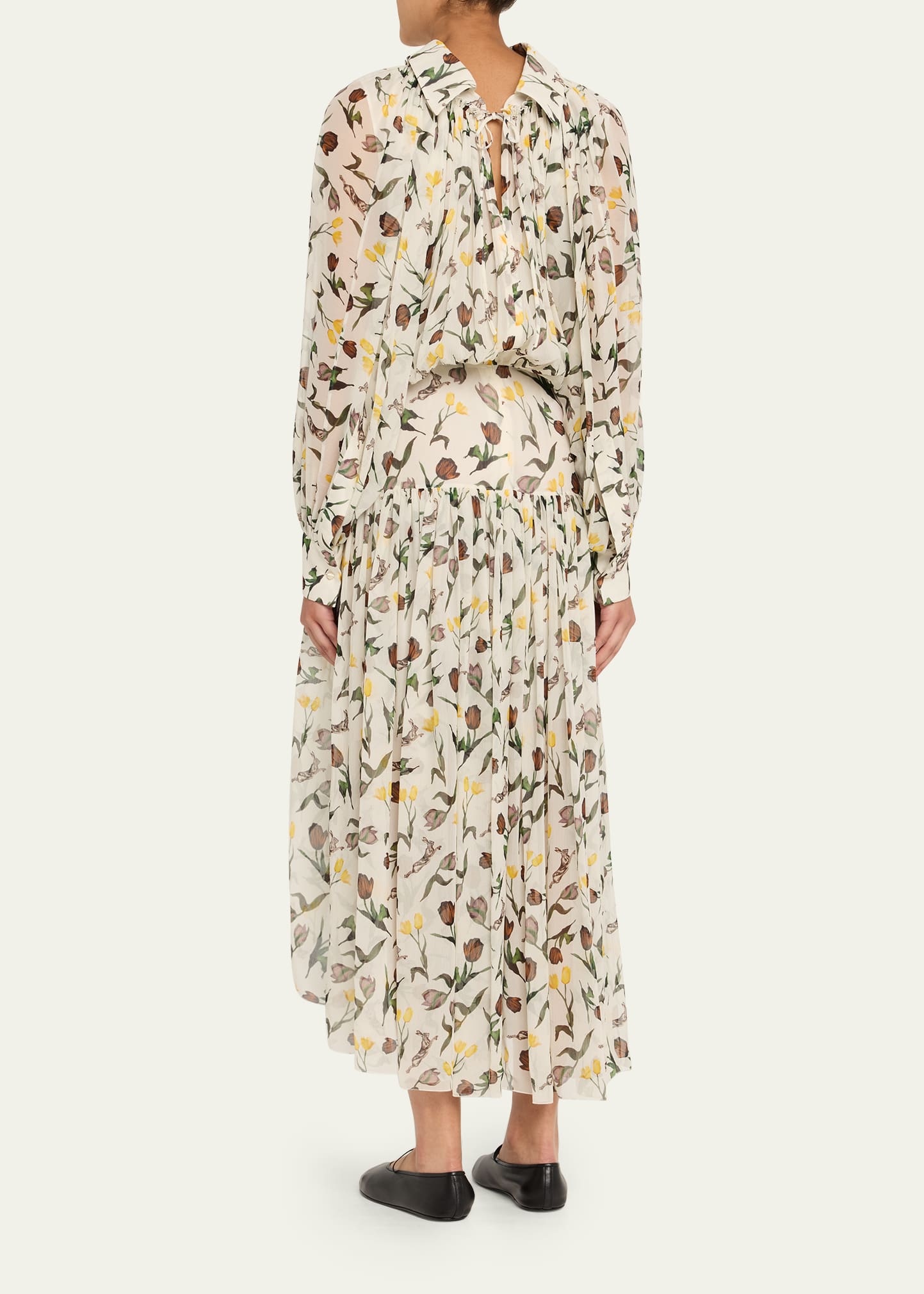 Floral Long-Sleeve Fit-&-Flare Maxi Dress - 3