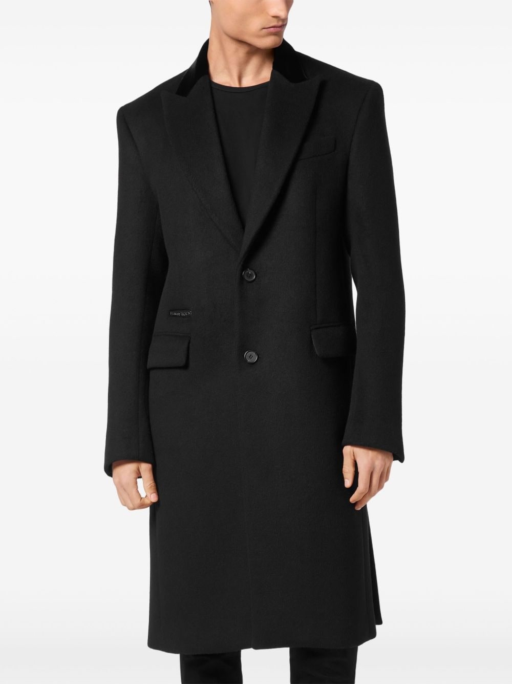 flocked-logo coat - 3