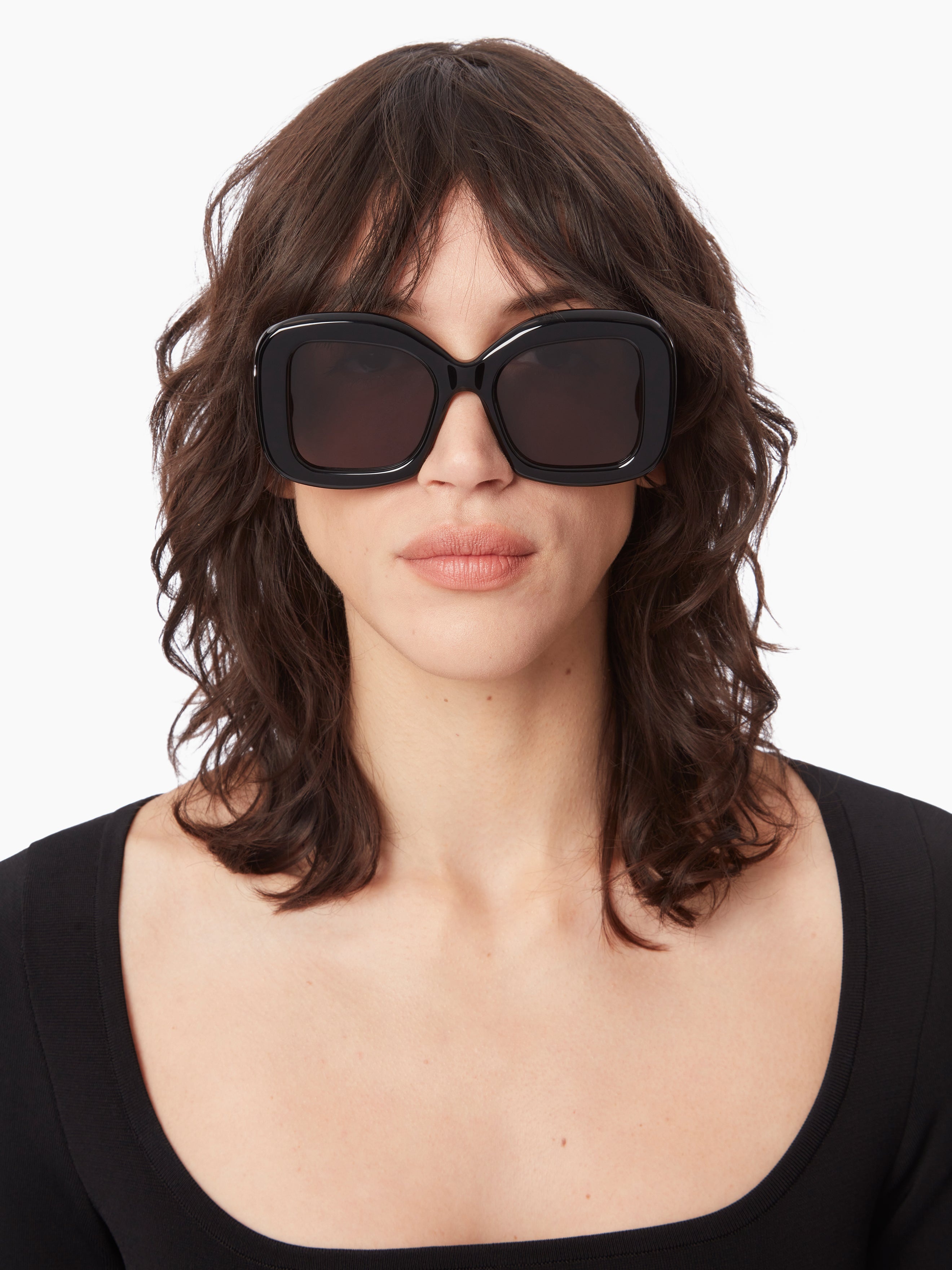 Full Moon oversize shiny black Sunglasses - 2