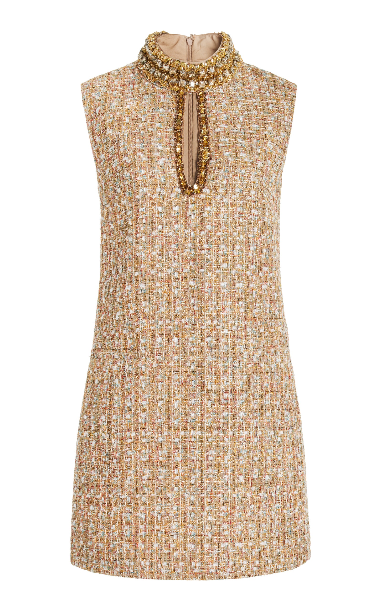 Embellished Tinsel Tweed Mini Dress gold - 1