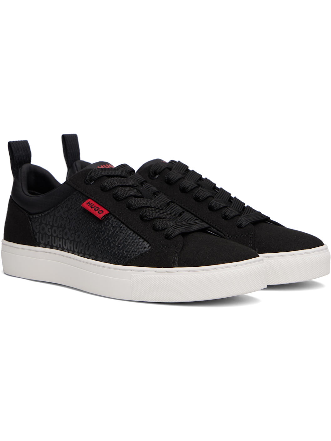 Black Printed-Logo Sneakers - 4