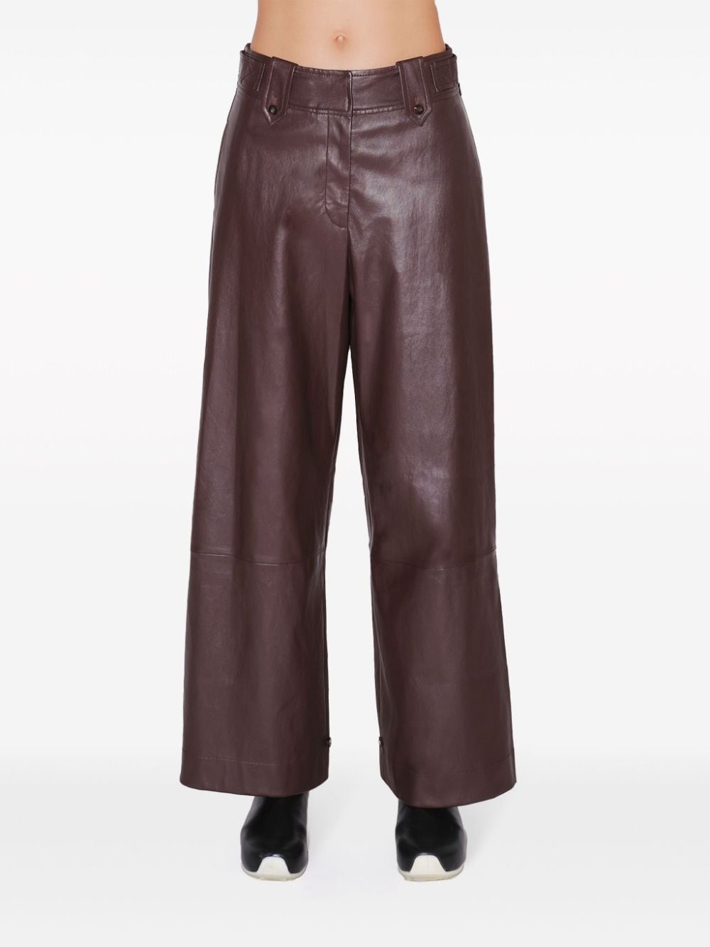 wide-leg lambskin trousers - 3