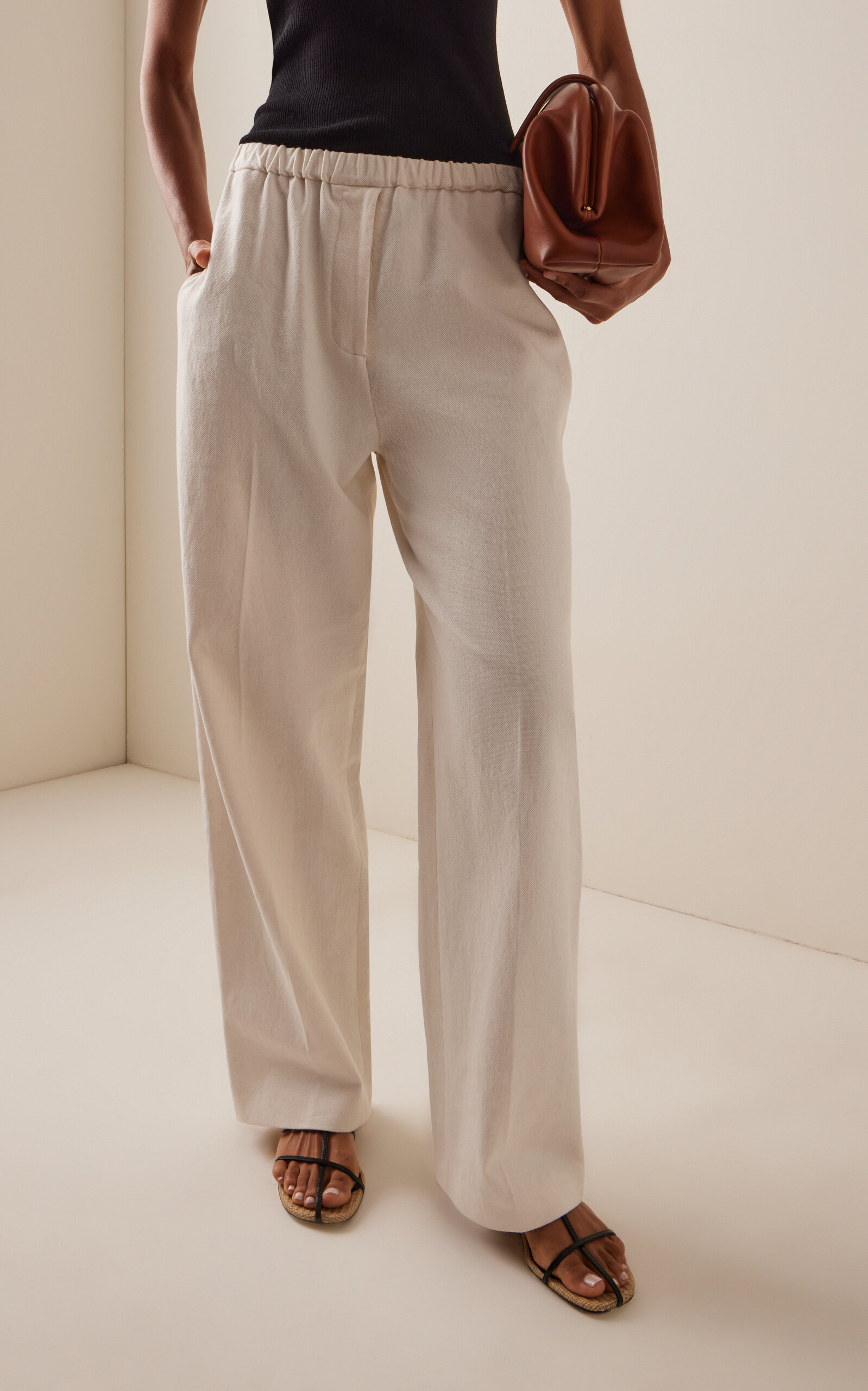 Cotton-Linen Pants ivory - 3