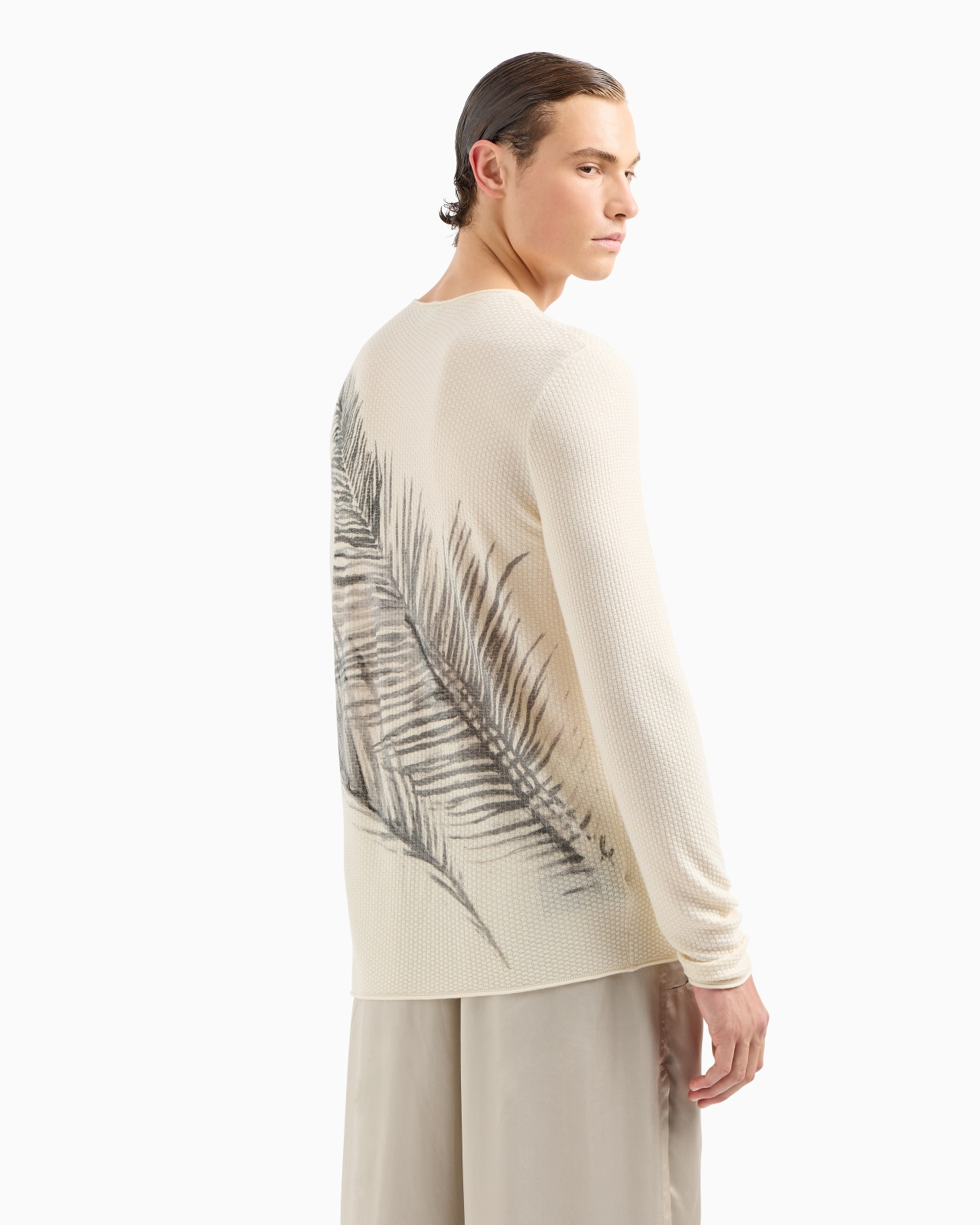 CREW-NECK JUMPER IN CASHMERE AND SILK - 3