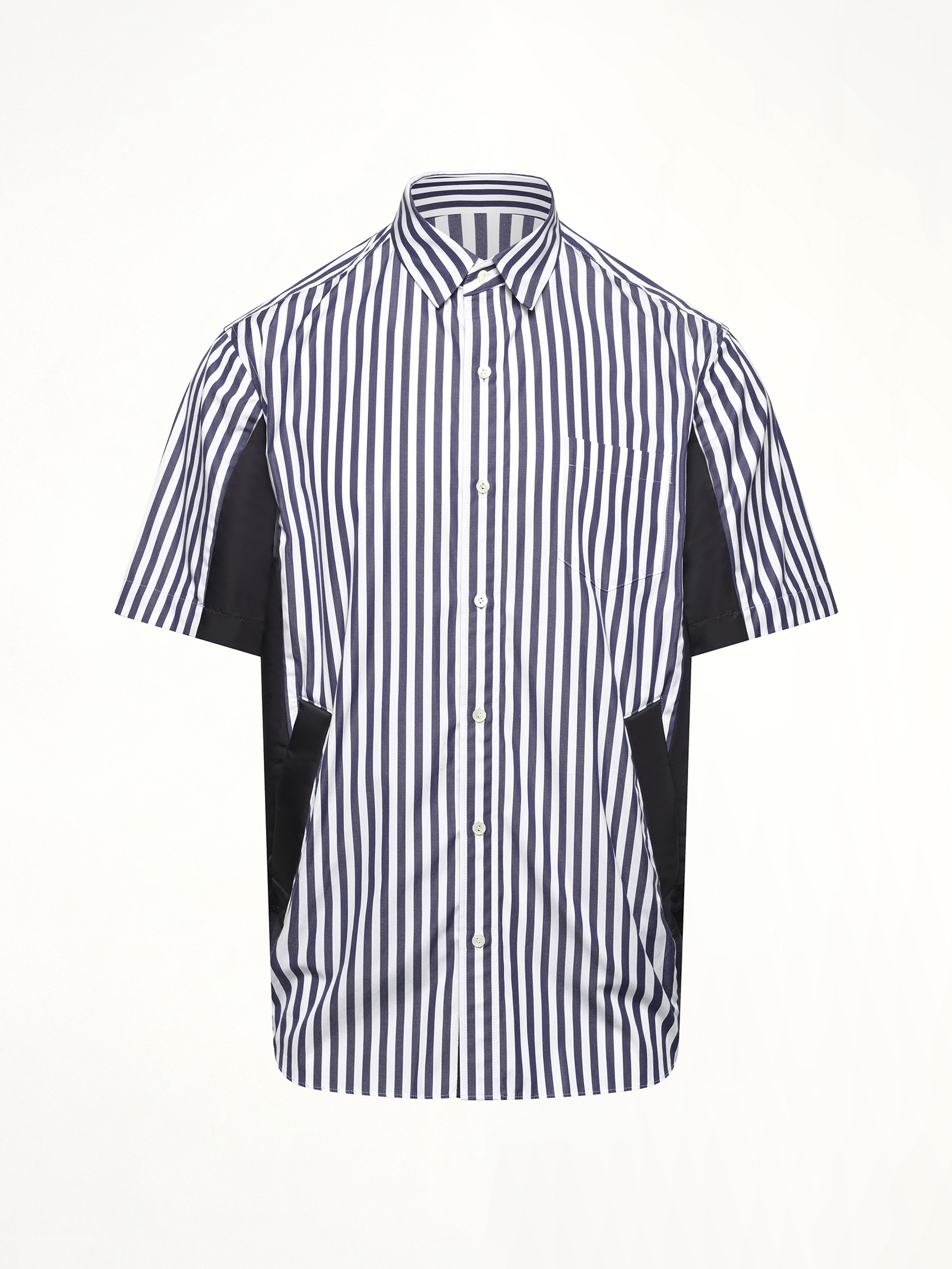 Cotton Poplin Shirt in Navy Stripe/Navy - 2