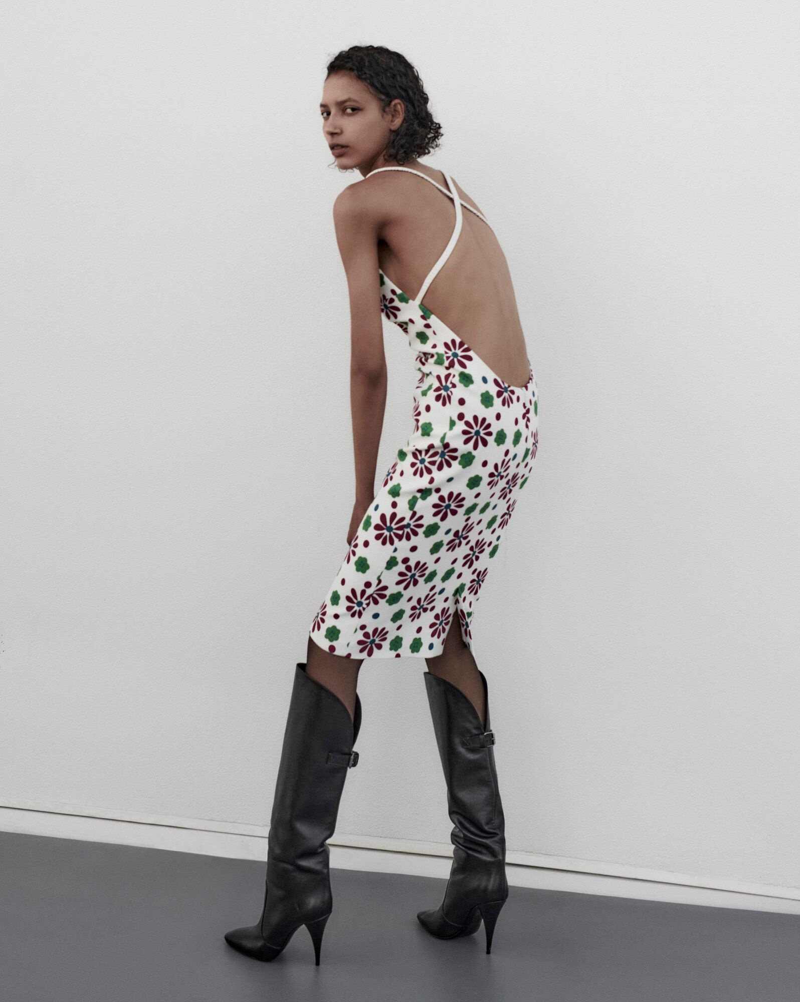 backless midi dress in sablé saint laurent - 2