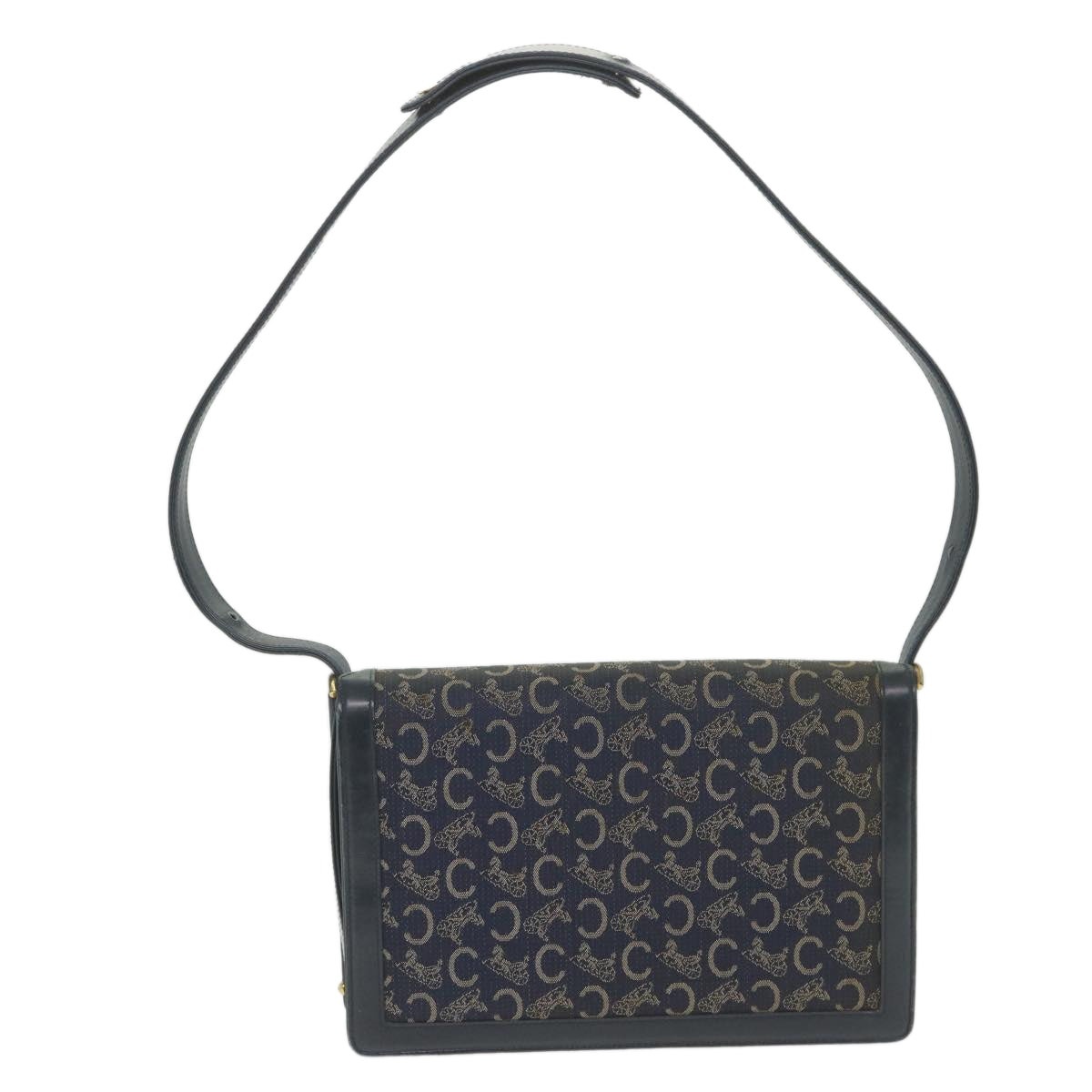 CELINE C Macadam Canvas Horse Carriage Shoulder Bag Navy - 2