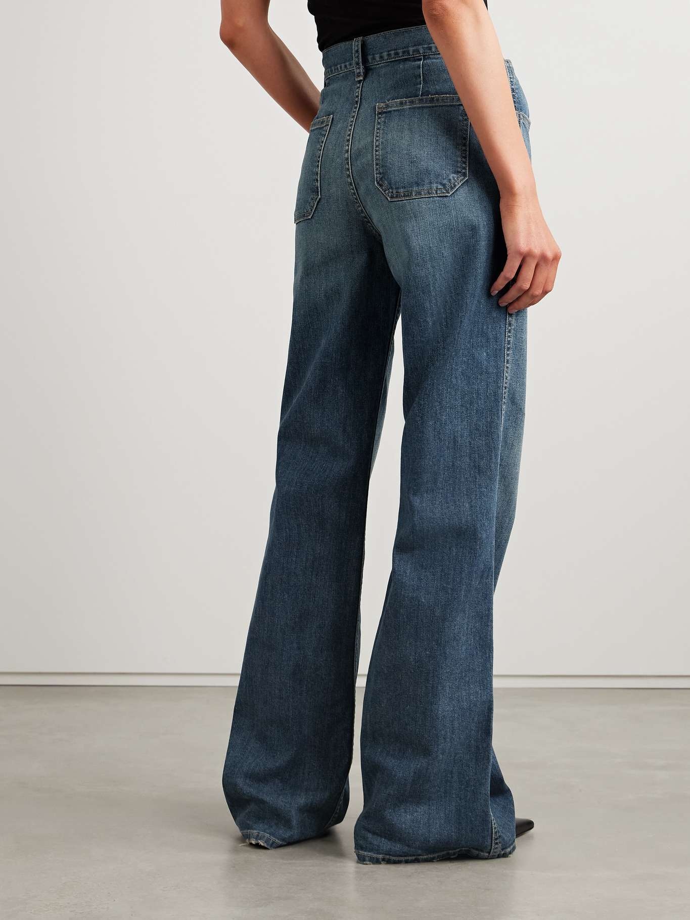 Terrell frayed high-rise straight-leg jeans Blue - 4