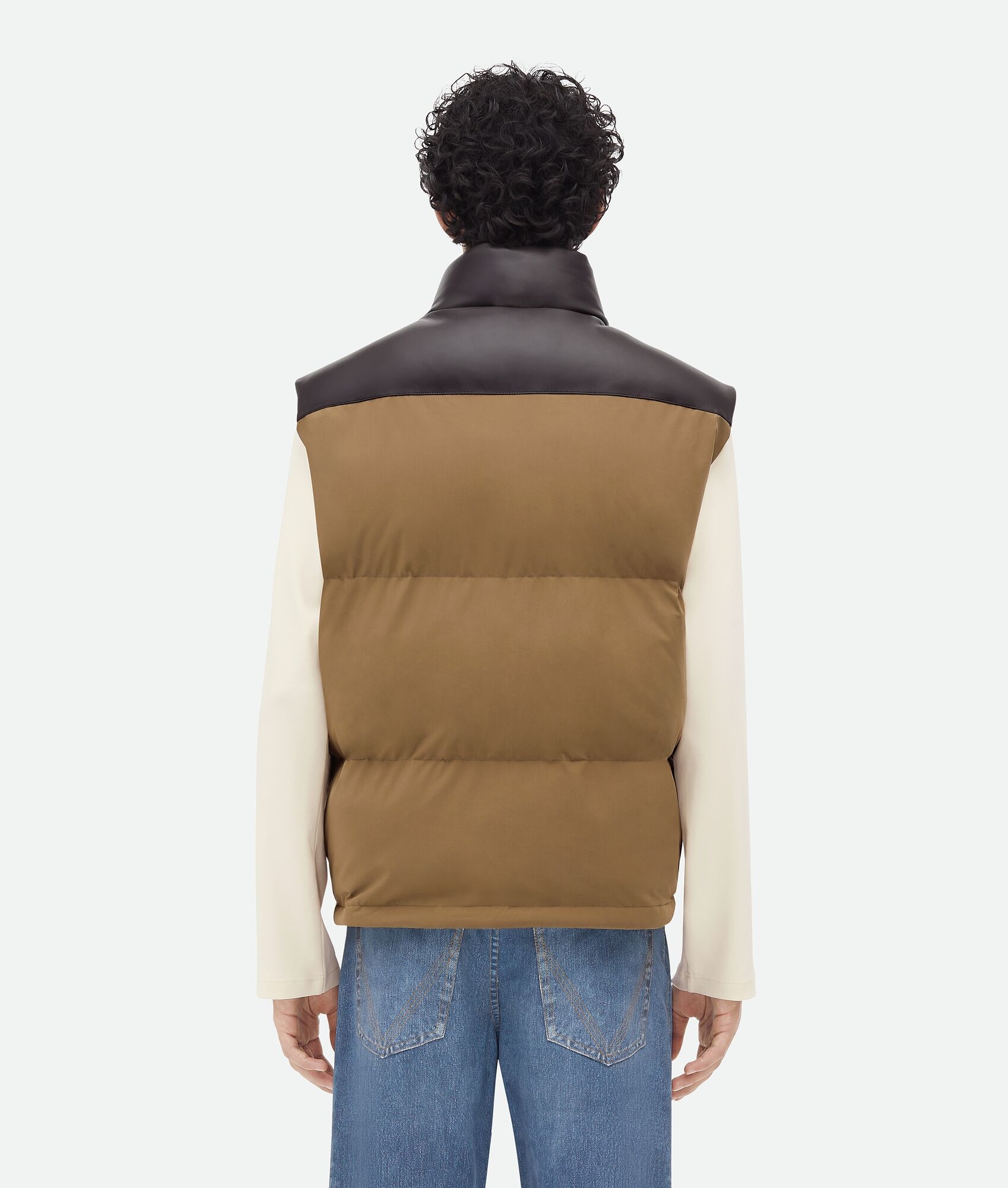 Frosted Poplin And Leather Gilet - 3