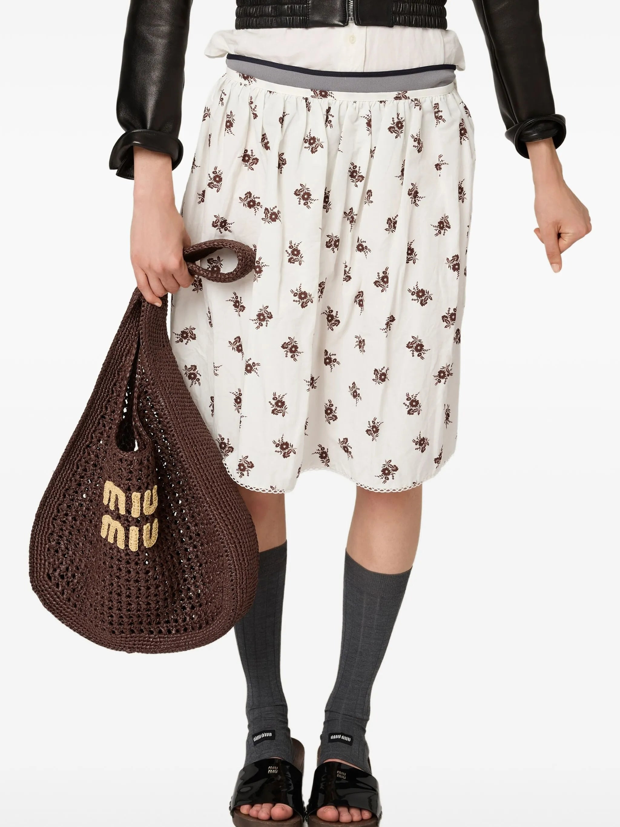 Miu Miu Raffia-effect Woven Shoulder Bag - 4