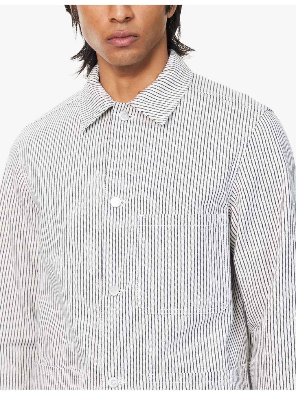 Striped Patch-Pocket Cotton Jacket - 5