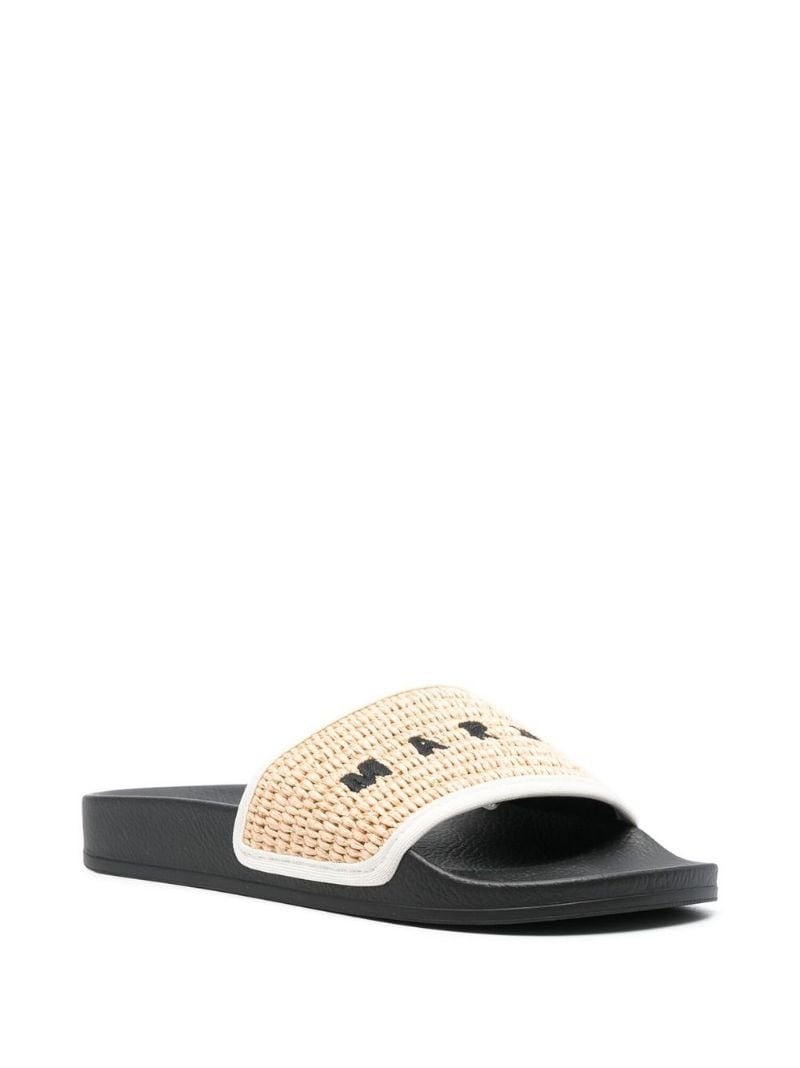 logo-print raffia pool sliders - 3