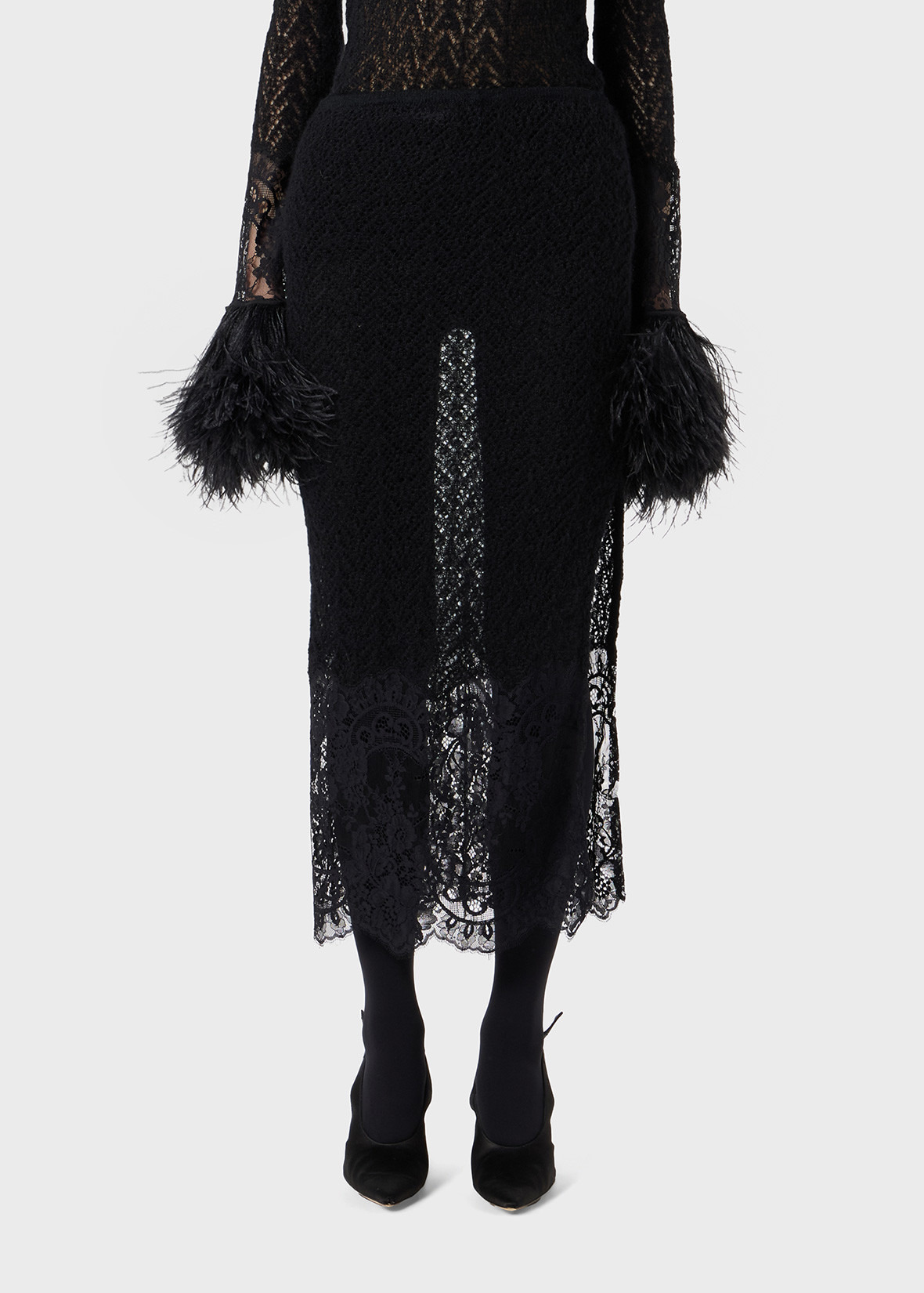 KNITTED MIDI SKIRT WITH LACE - 3