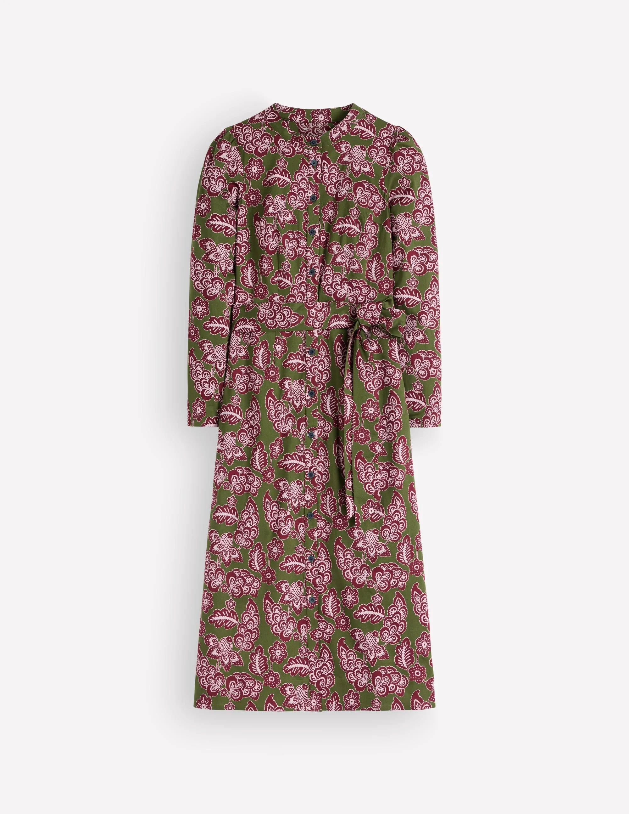 Louise Midi Shirt Dress-Forest Green, Tickled Meadows - 1