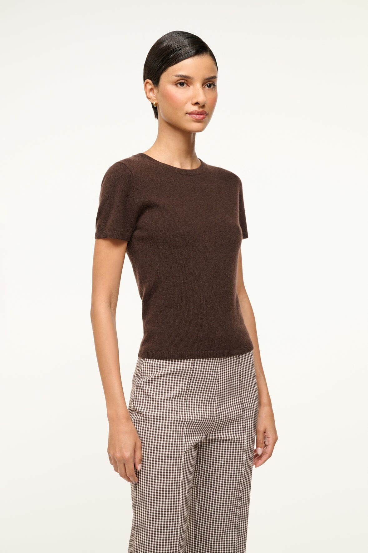 STAUD EASY CASHMERE TEE DARK CHOCOLATE - 4