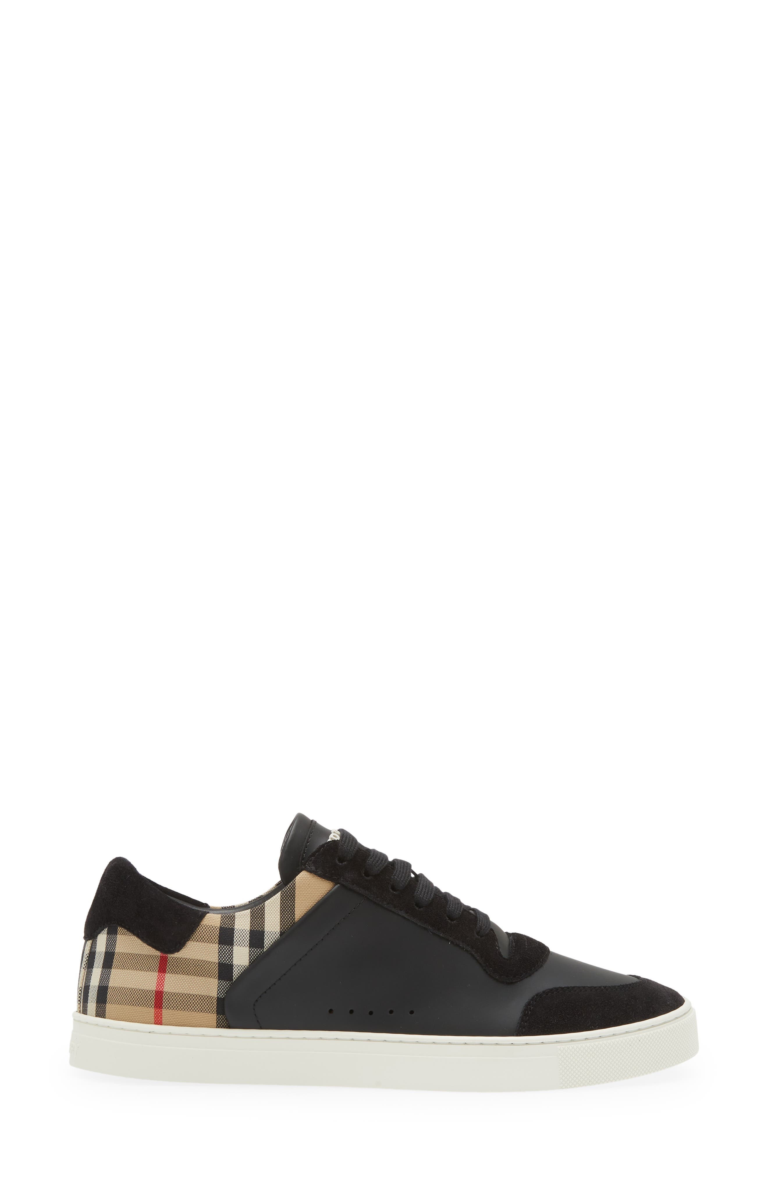 burberry Stevie Leather & Canvas Check Sneaker in Black/arbeige Ip Chk at Nordstrom - 3