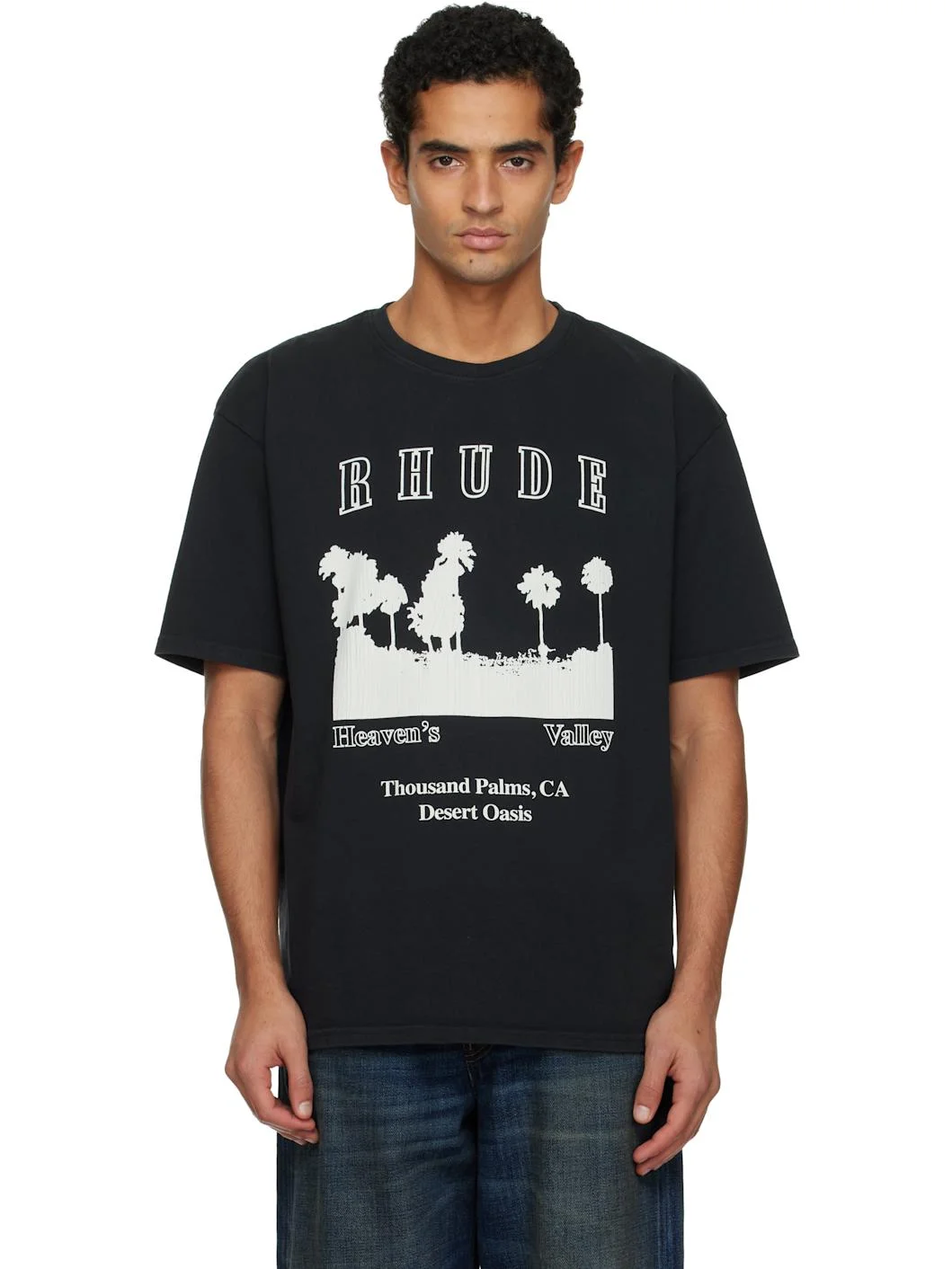 Black 'Thousand Palms' T-shirt - 1