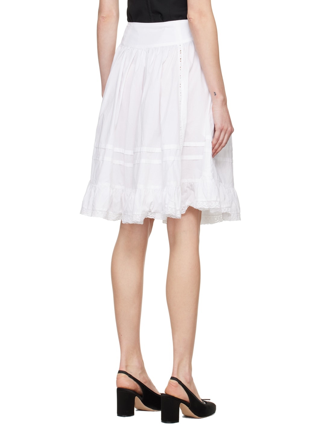 White Calico Midi Skirt - 3