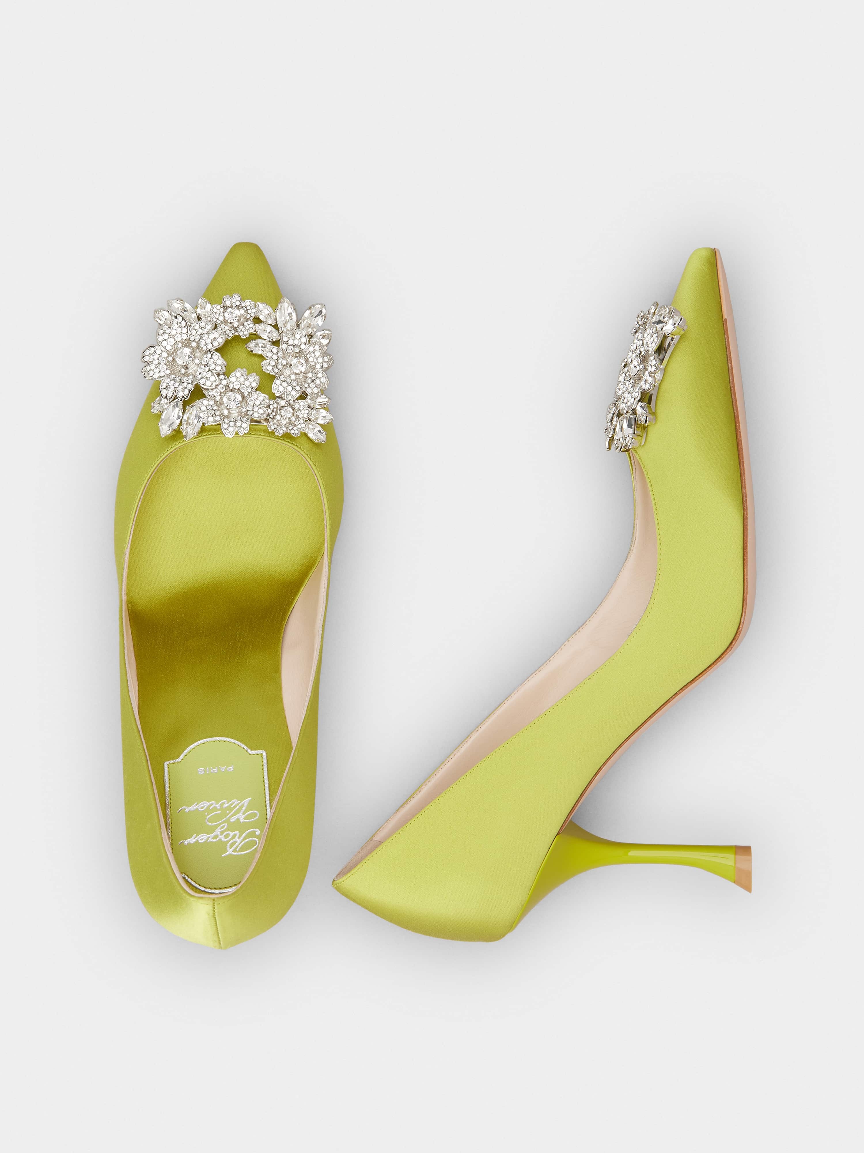 RV Bouquet Strass Buckle Pumps in Satin - 4