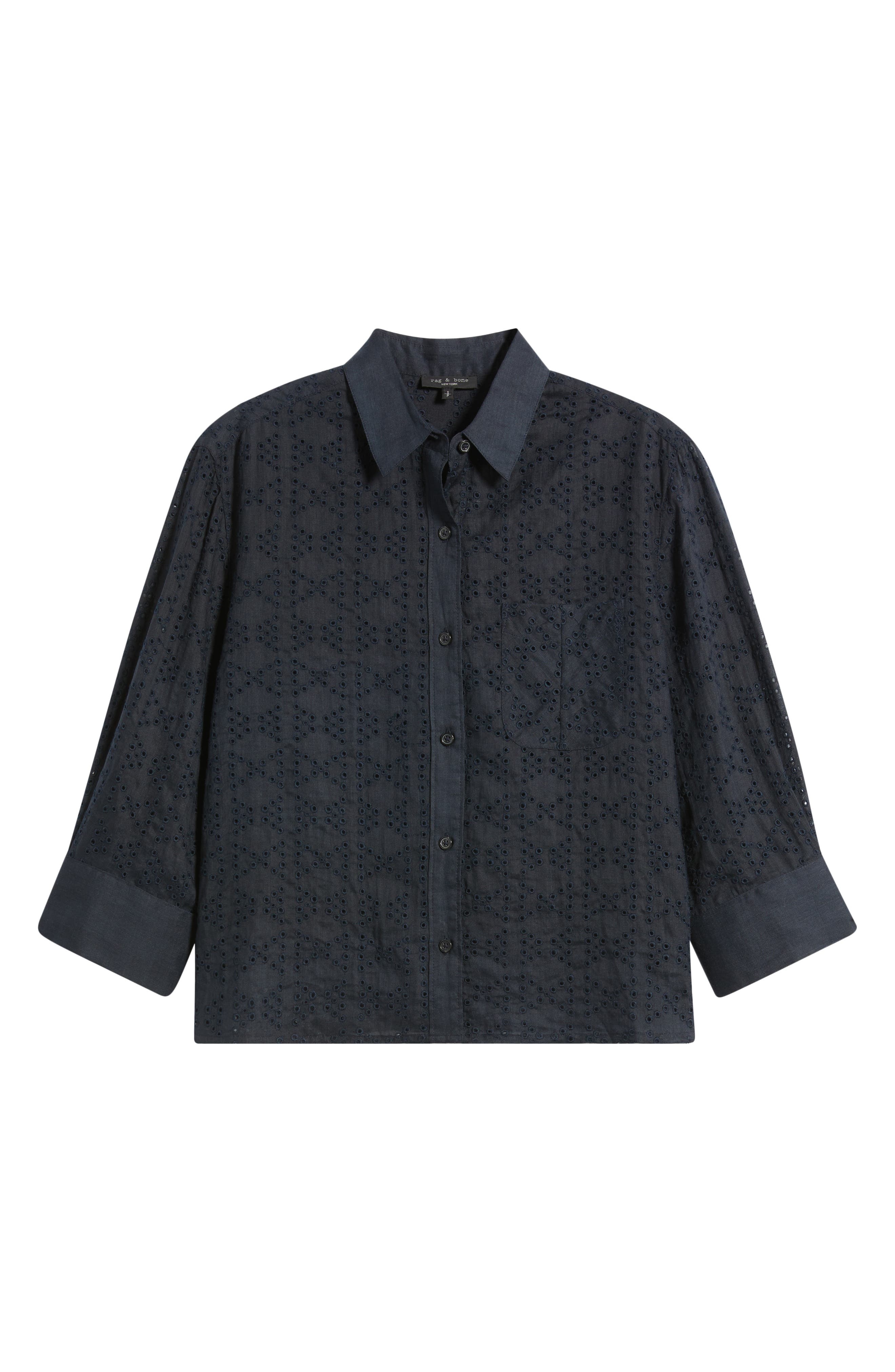 rag & bone Lucia Eyelet Ramie Button-Up Shirt in Slemb at Nordstrom - 5