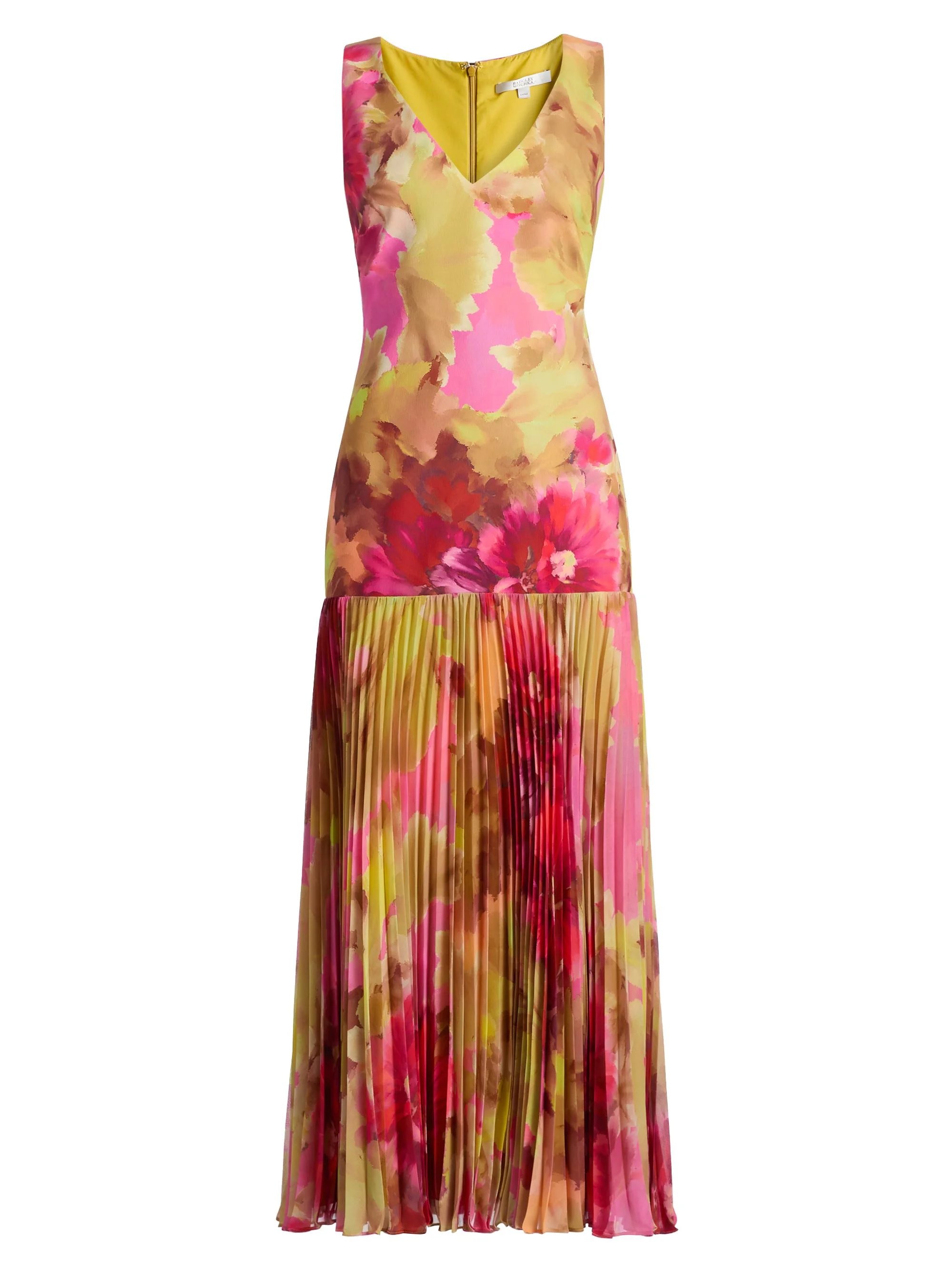 Women's Floral Pleated Dropwaist Cocktail Dress - Pink Multi - 1