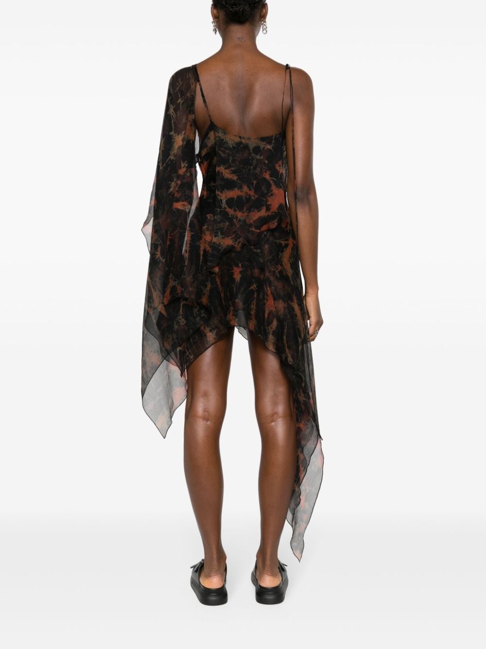 acid flame-print silk dress - 4