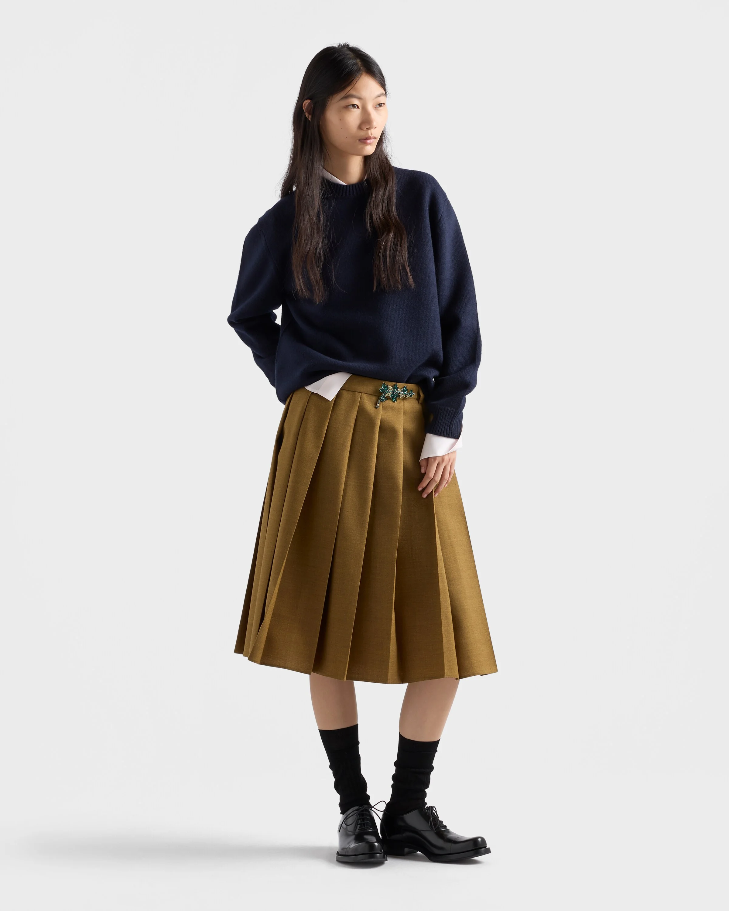 Prada Wool and suede sweater - P24E3N_6004_F0008_S_OOO | REVERSIBLE