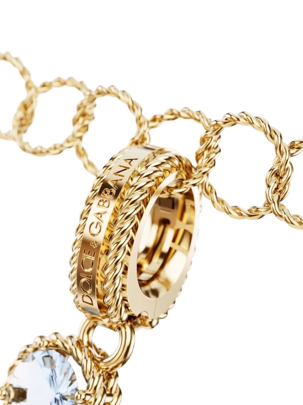 18kt yellow gold E letter gemstone pendant - 2