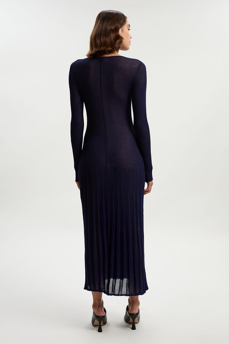 Petite Drapey Sheer Rib Knitted Midi Dress 4