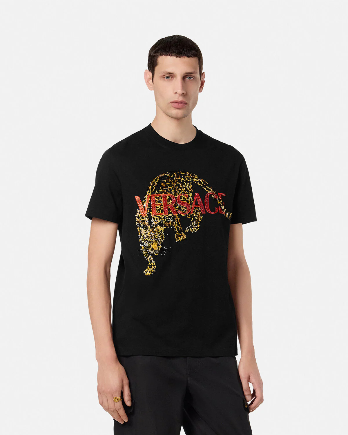 Embroidered Versace Leopard T-Shirt - 4