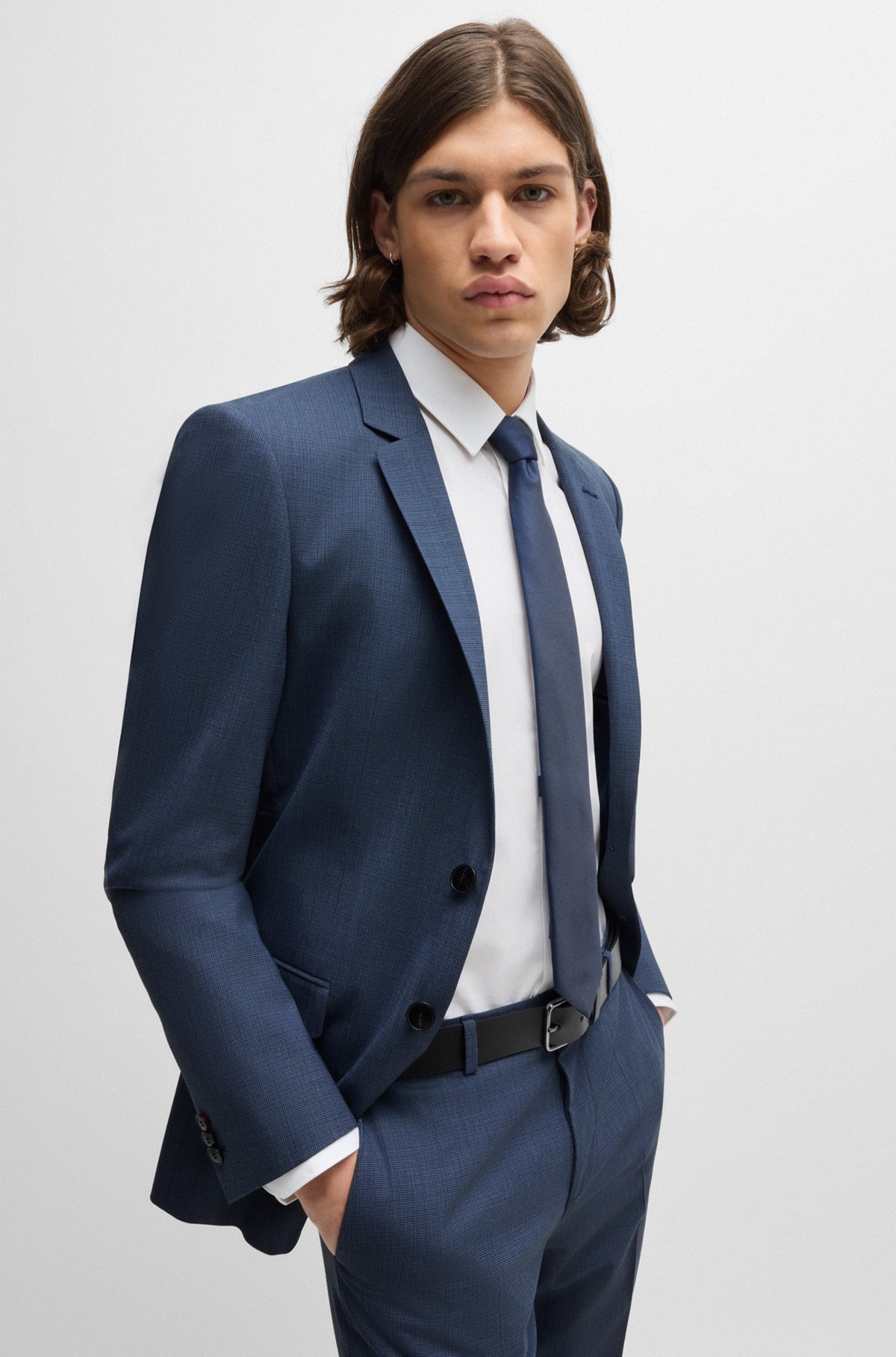 EXTRA-SLIM-FIT JACKET IN HOUNDSTOOTH STRETCH FABRIC - 6