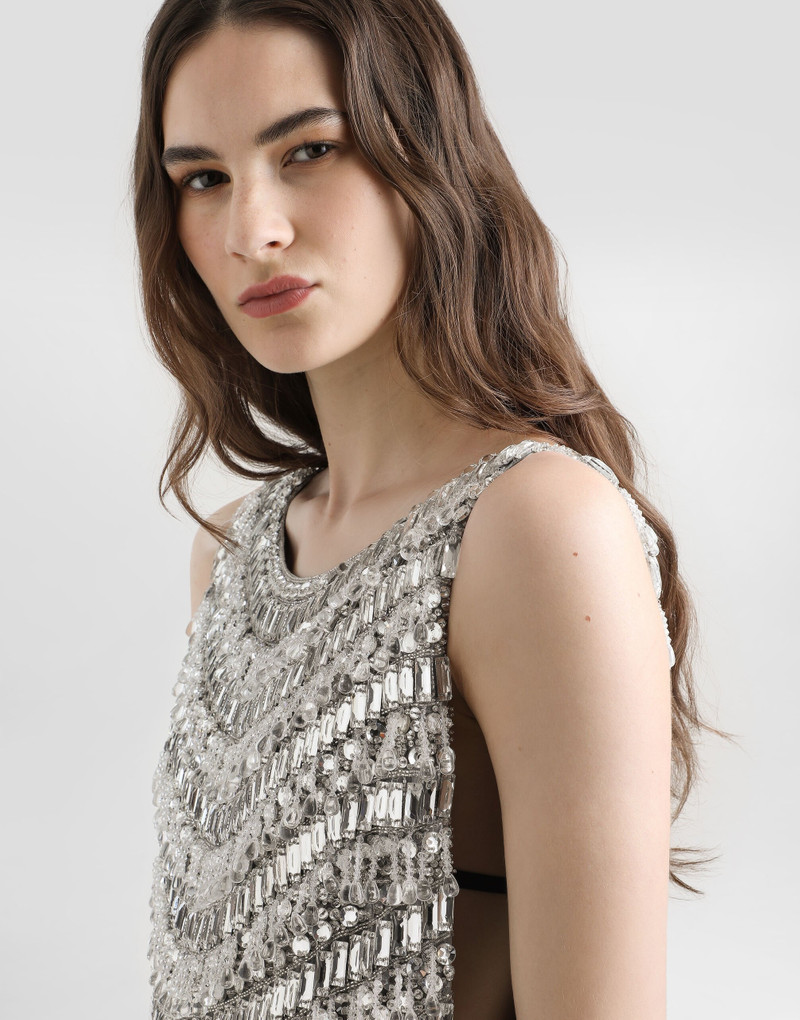 A-line bib dress with swarovski stones embroidery 4